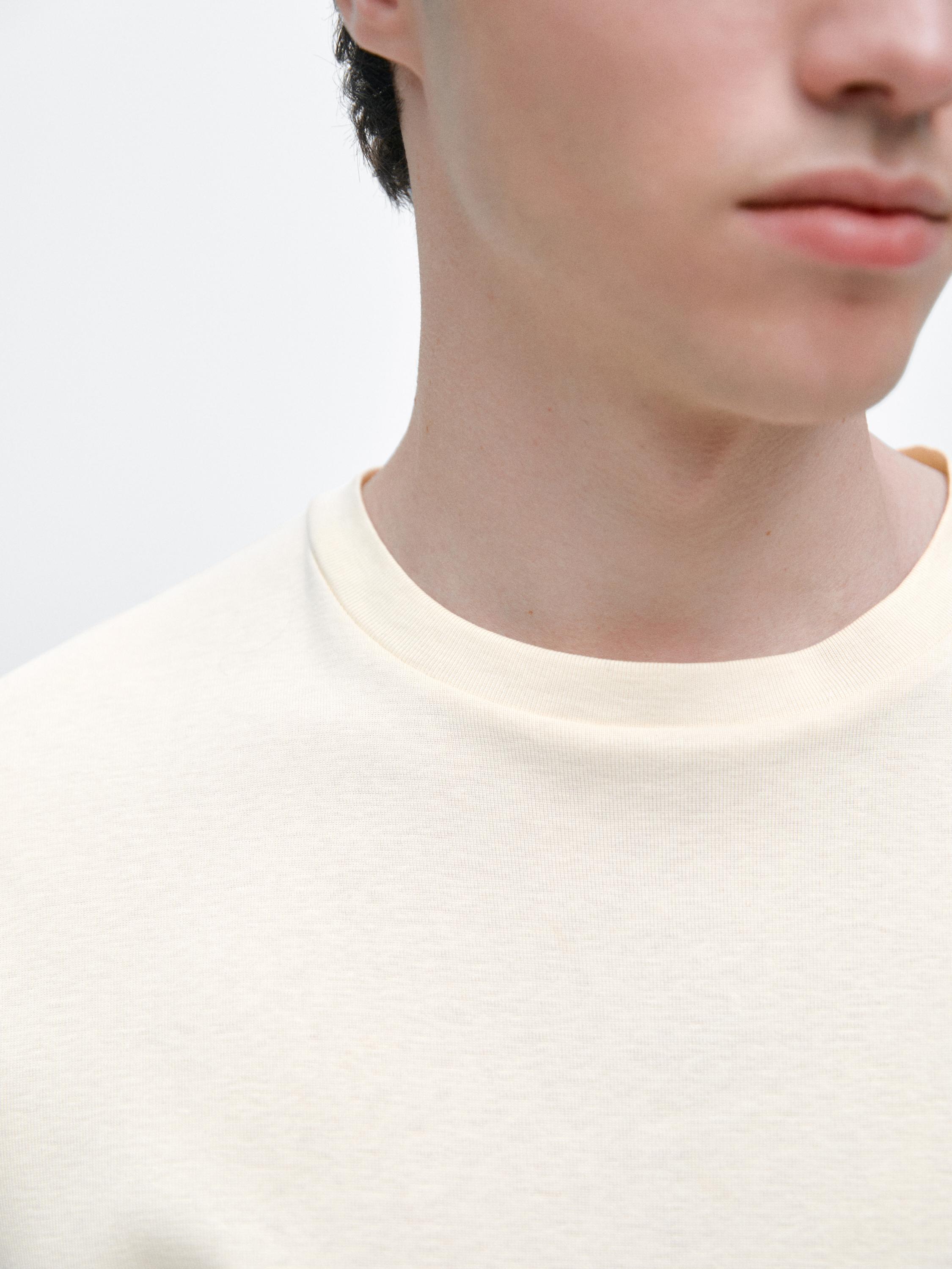 100% mercerised cotton T-shirt — CREAM