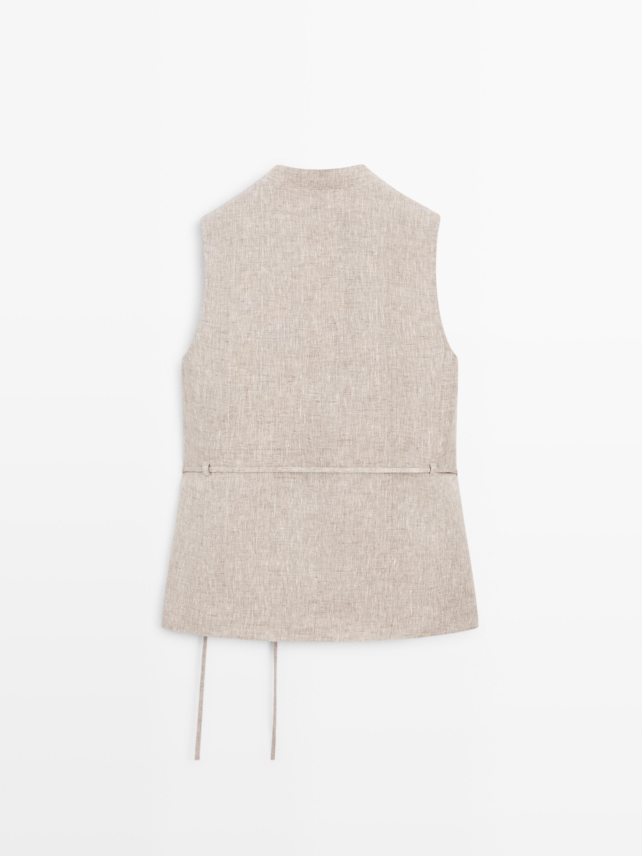 Double-breasted suit waistcoat — BEIGE