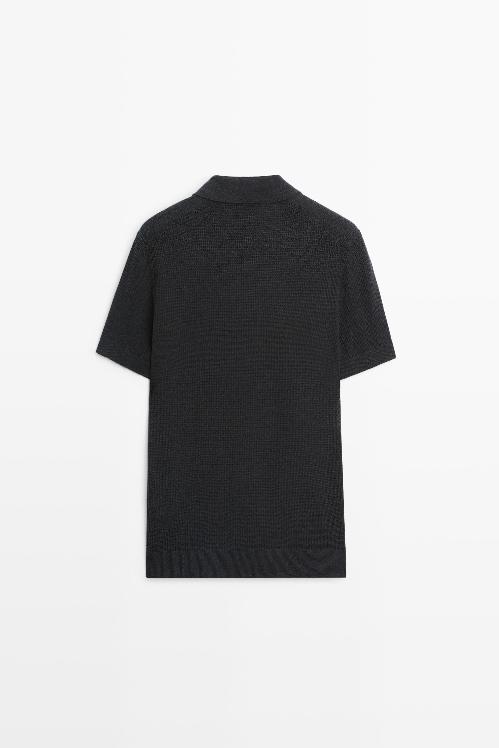 100% cotton button-collar polo shirt — CHARCOAL GREY