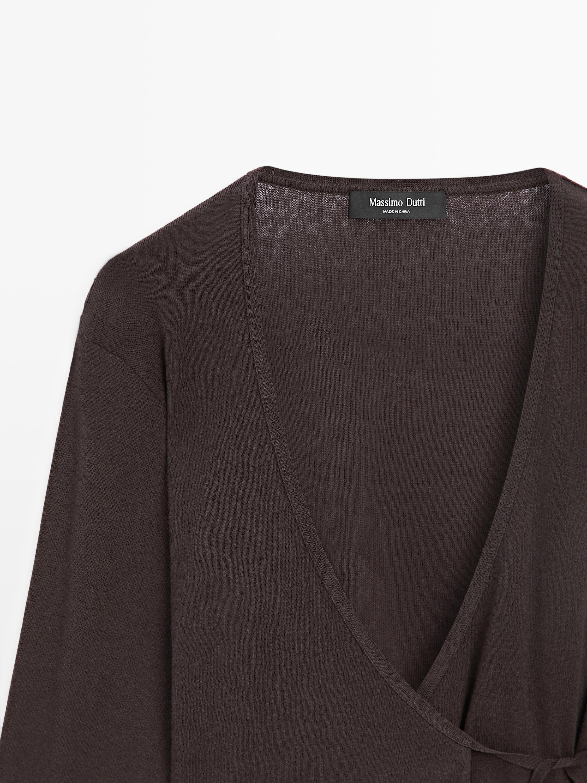 كارديغان محاك متداخل من القطن المخلوط