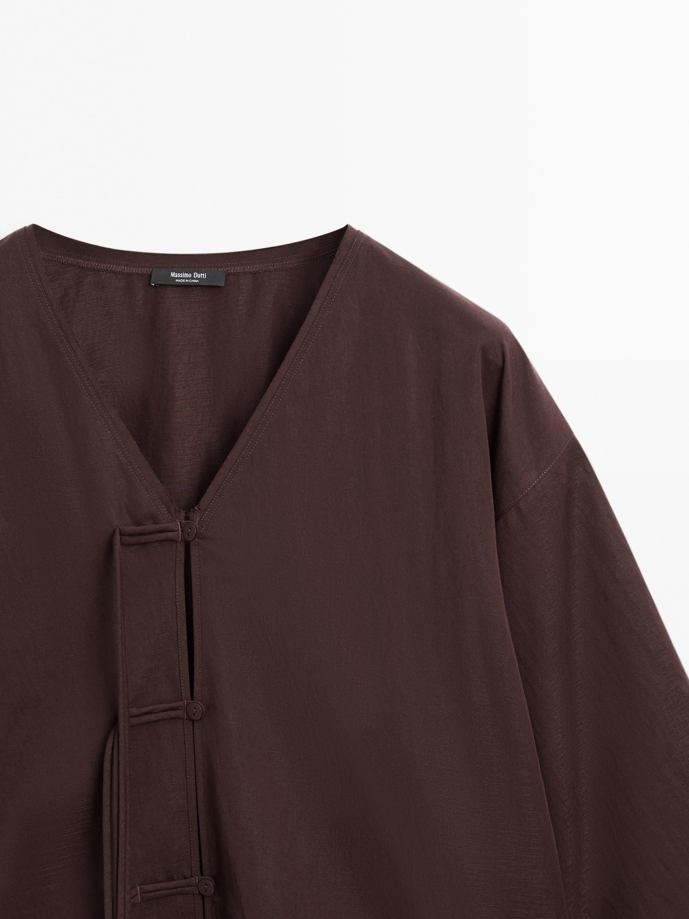 Cropped shirt with drawstring detail