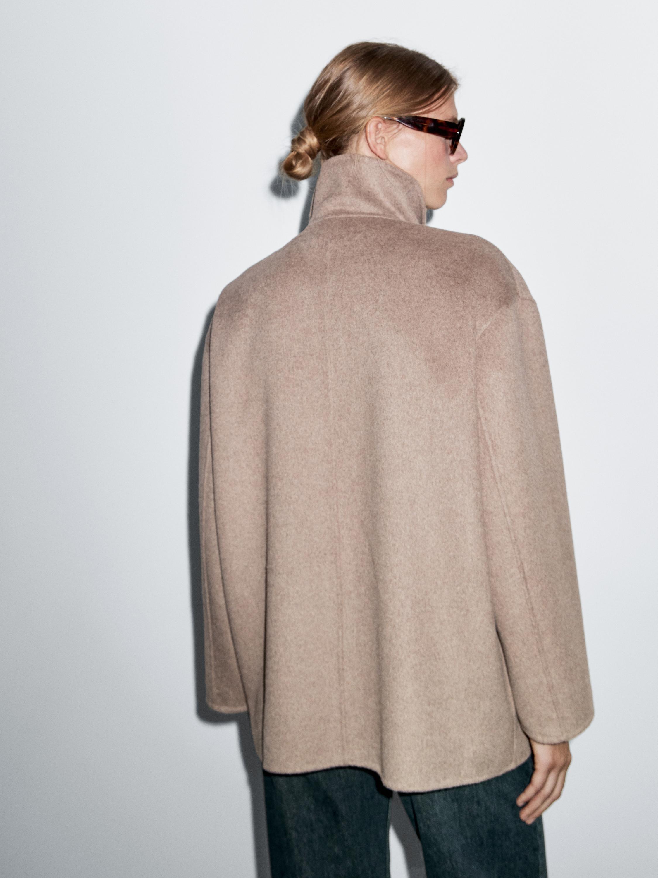 Wool blend high neck coat