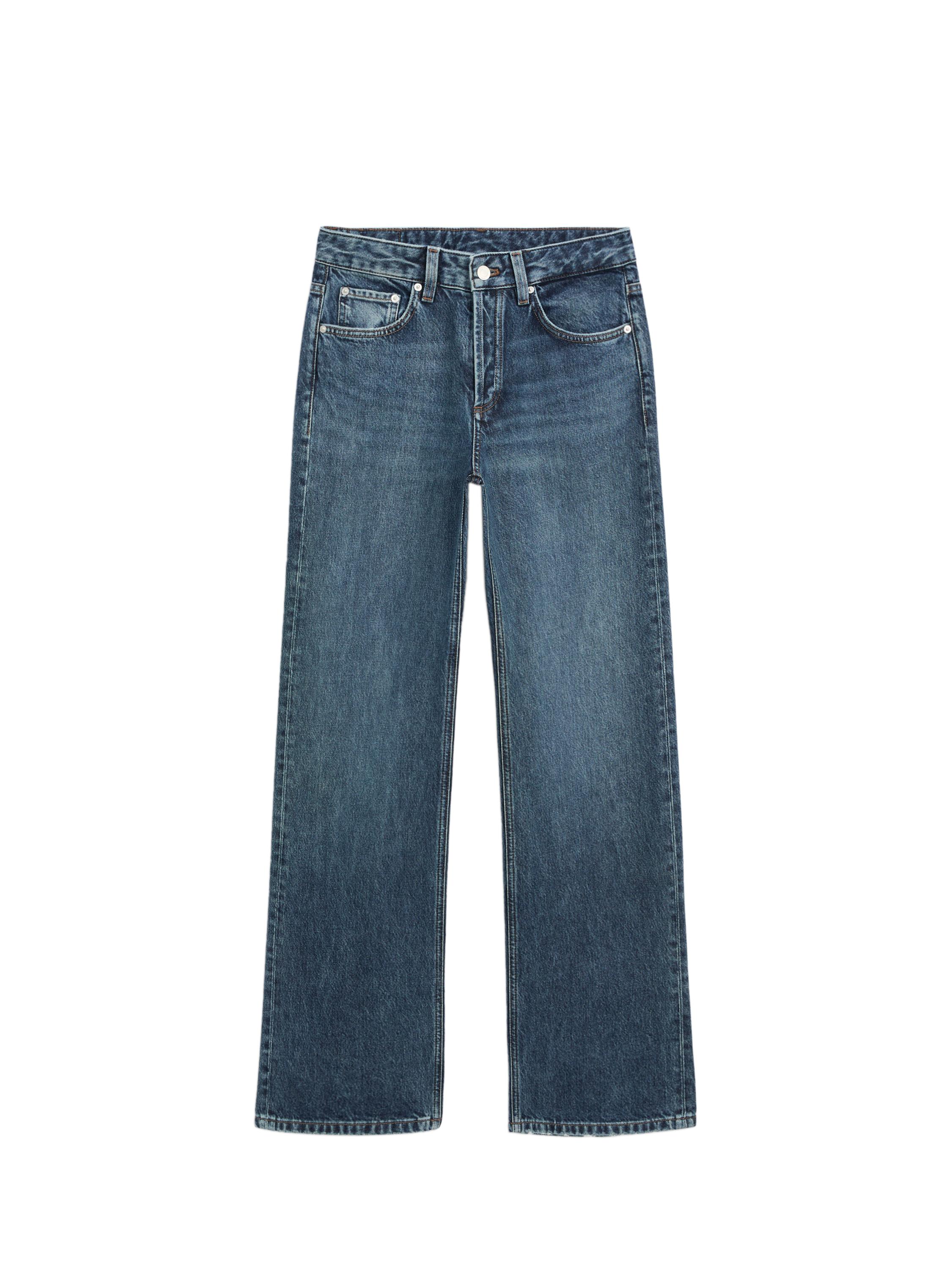 Mid-rise wide-leg full length jeans