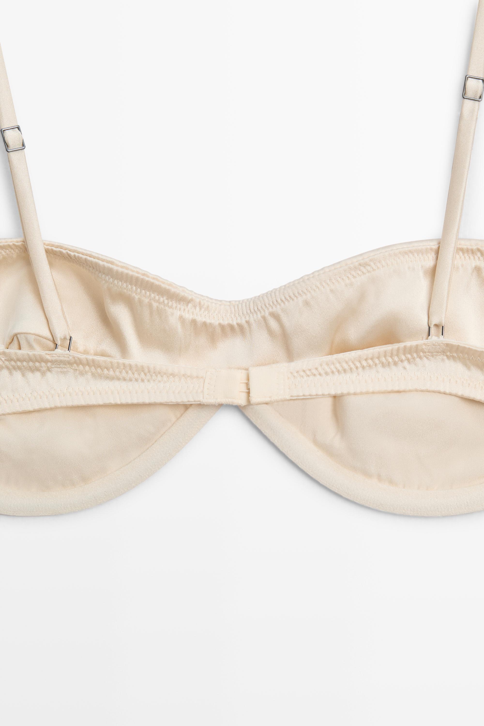 Bandeau top with underwire and seam detail — CREAM