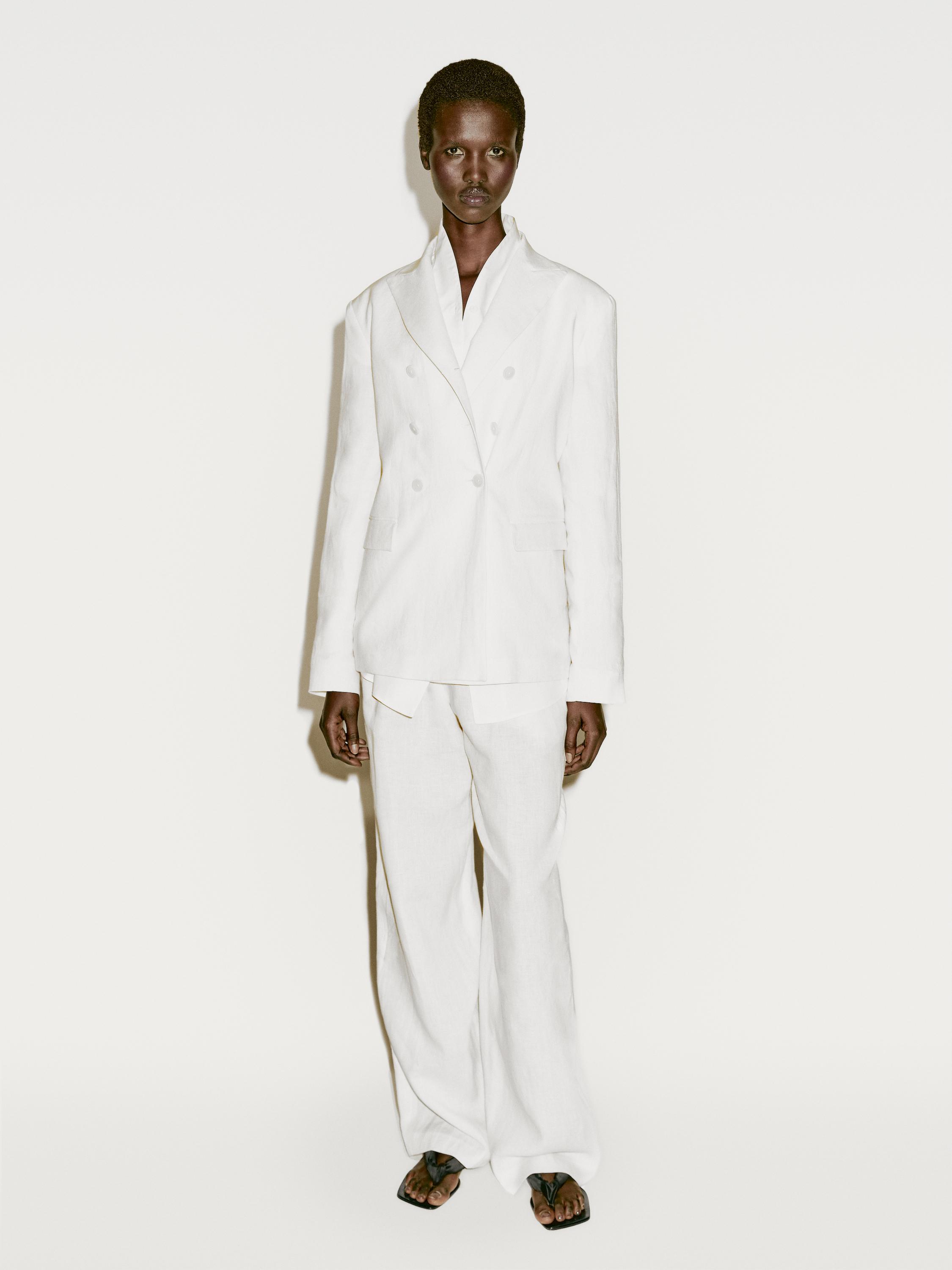 Fitted double-breasted linen blazer - Limited Edition