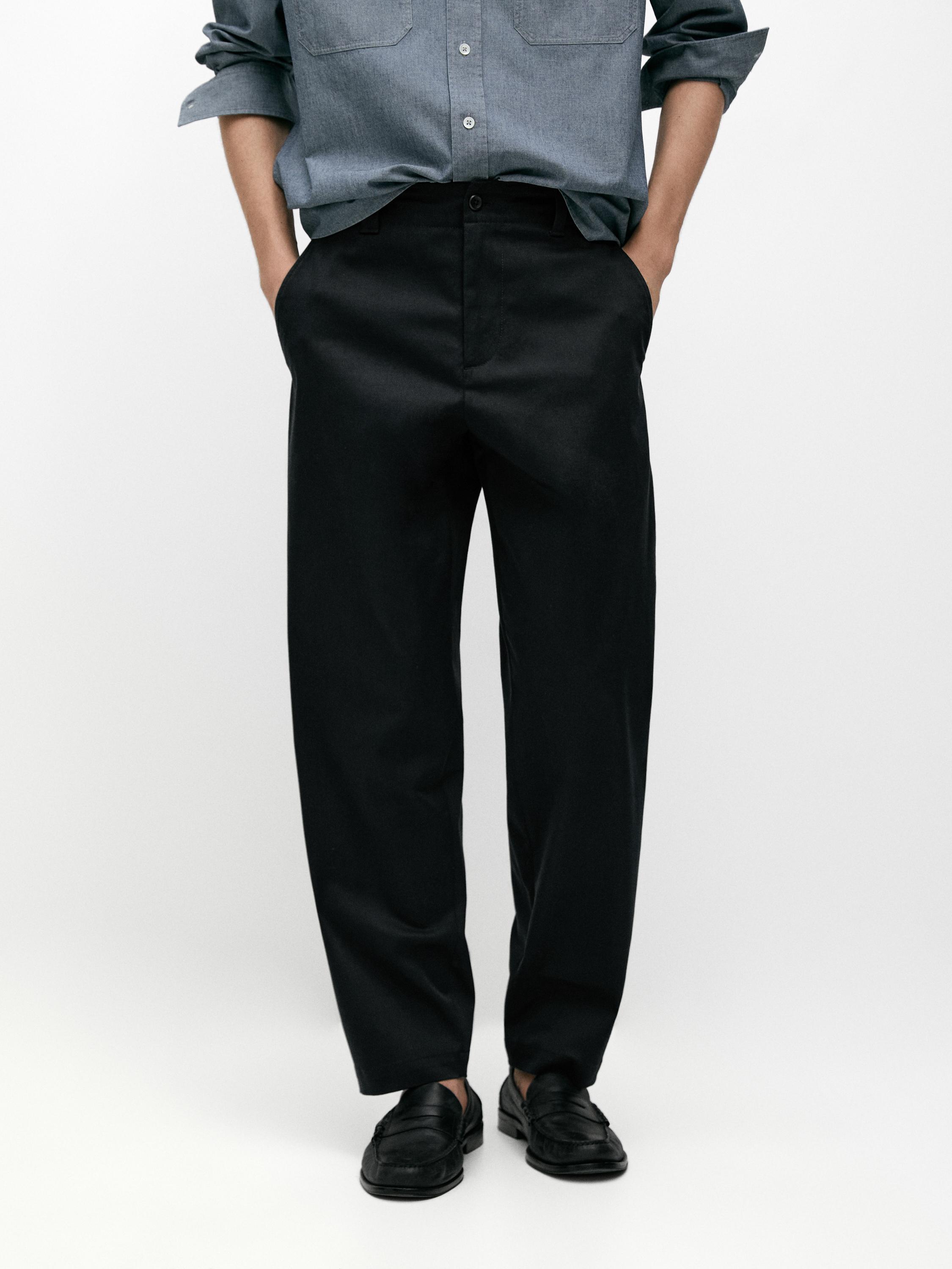 Cotton blend pants with waist detail