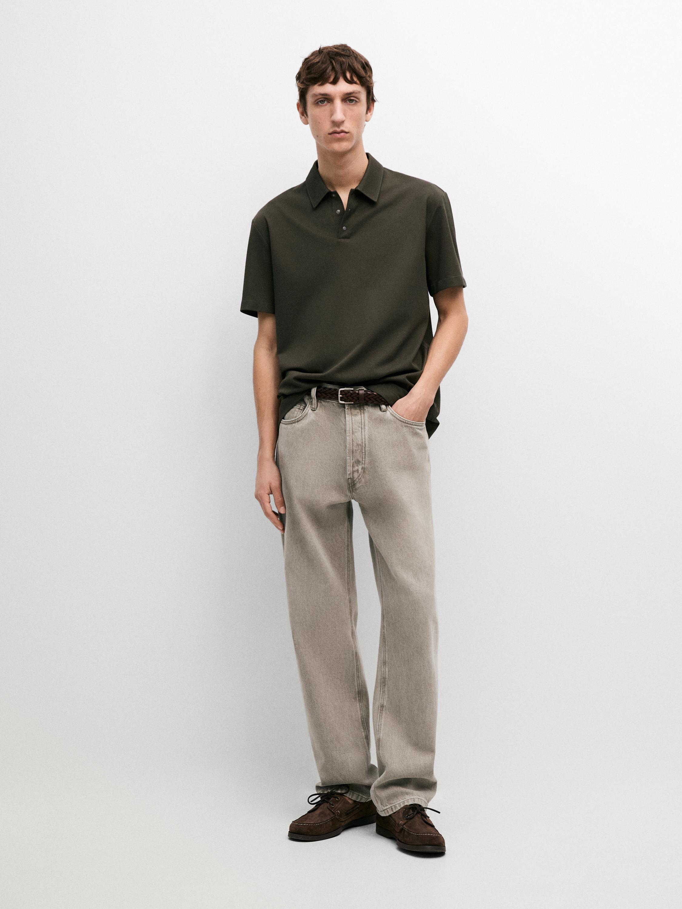 100% cotton short sleeve polo shirt — KHAKI