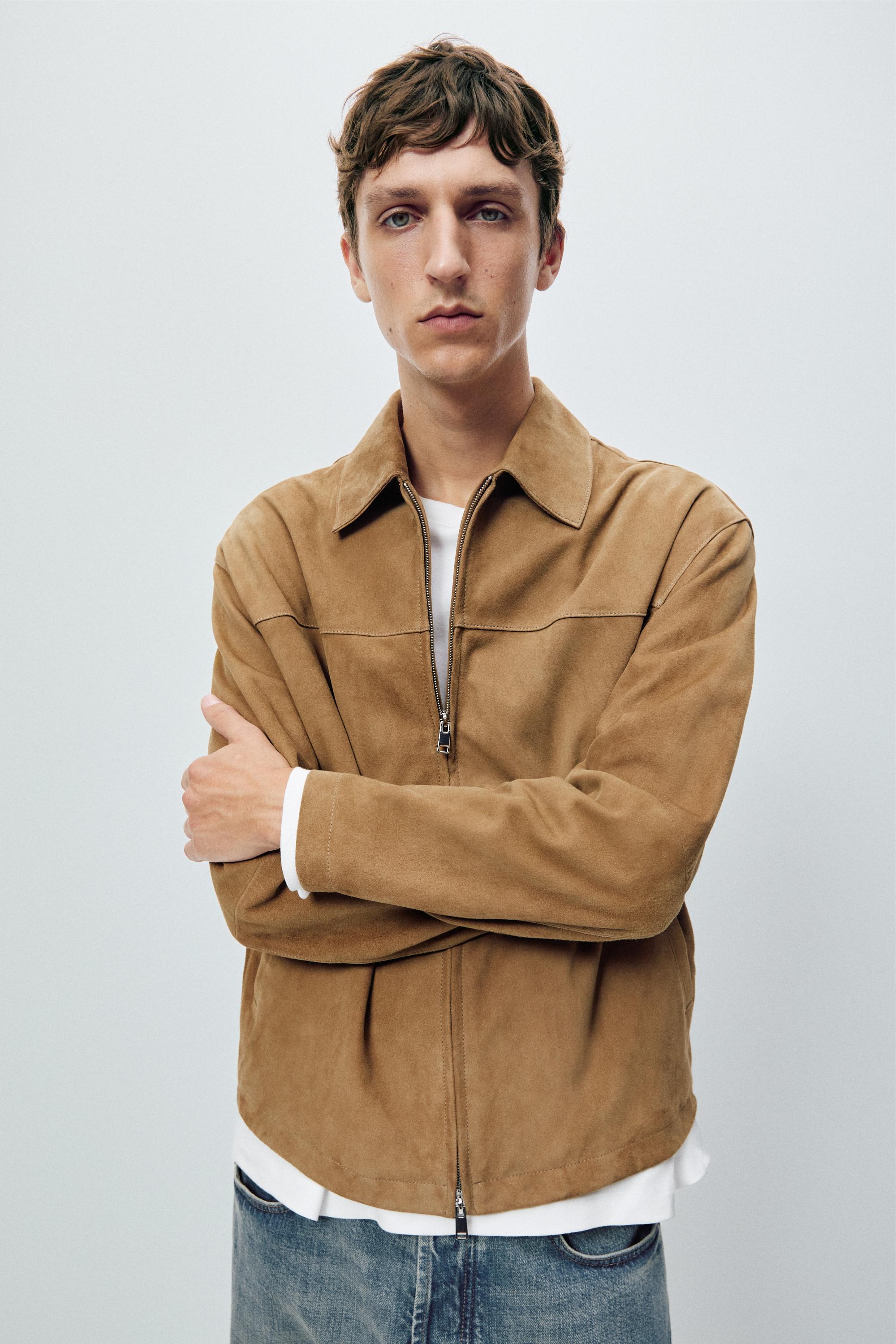 Suede leather jacket — Light Beige