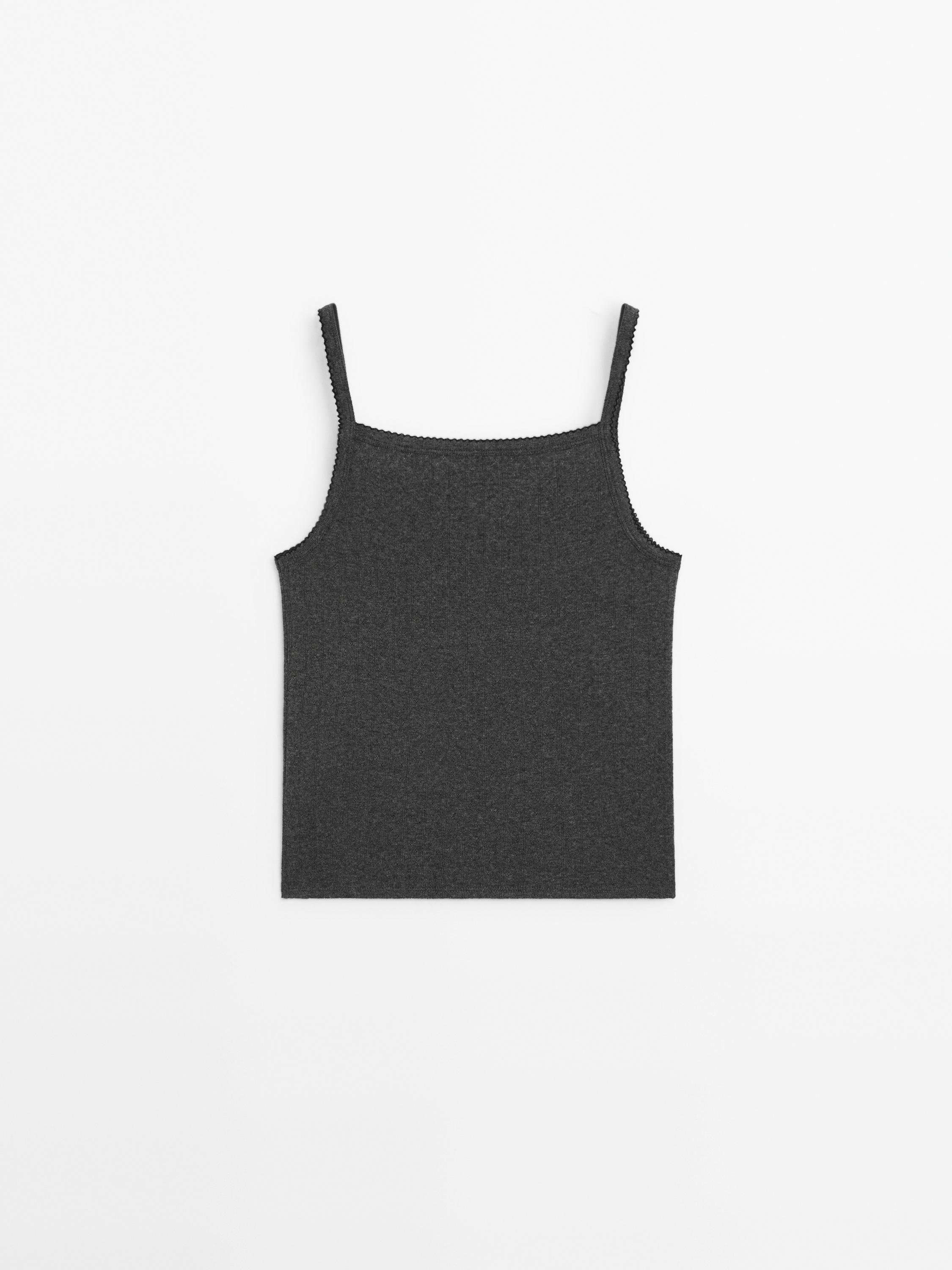 Pointelle top with bow detail
