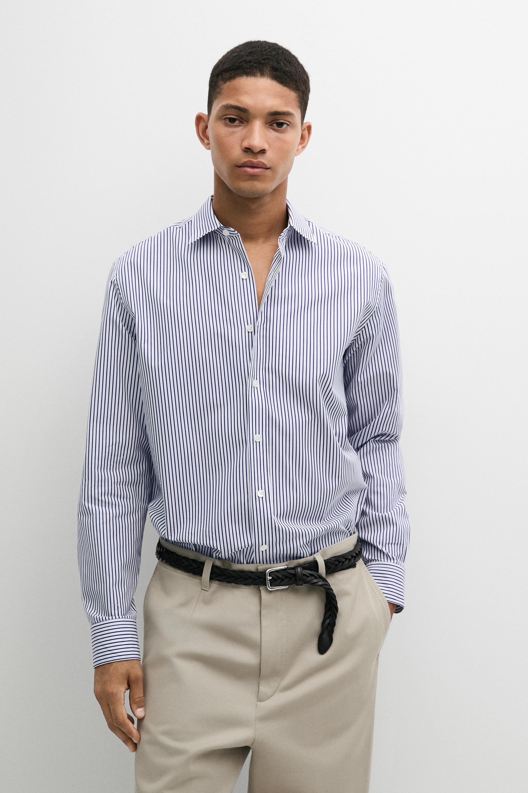 Camisa regular fit rayas 100% algodón