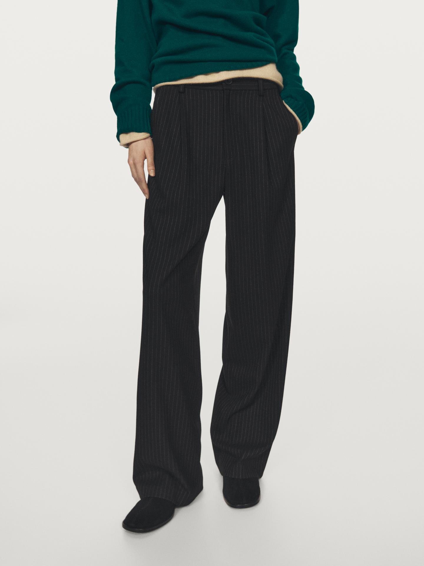 Massimo Dutti Pinstripe wide-leg trousers