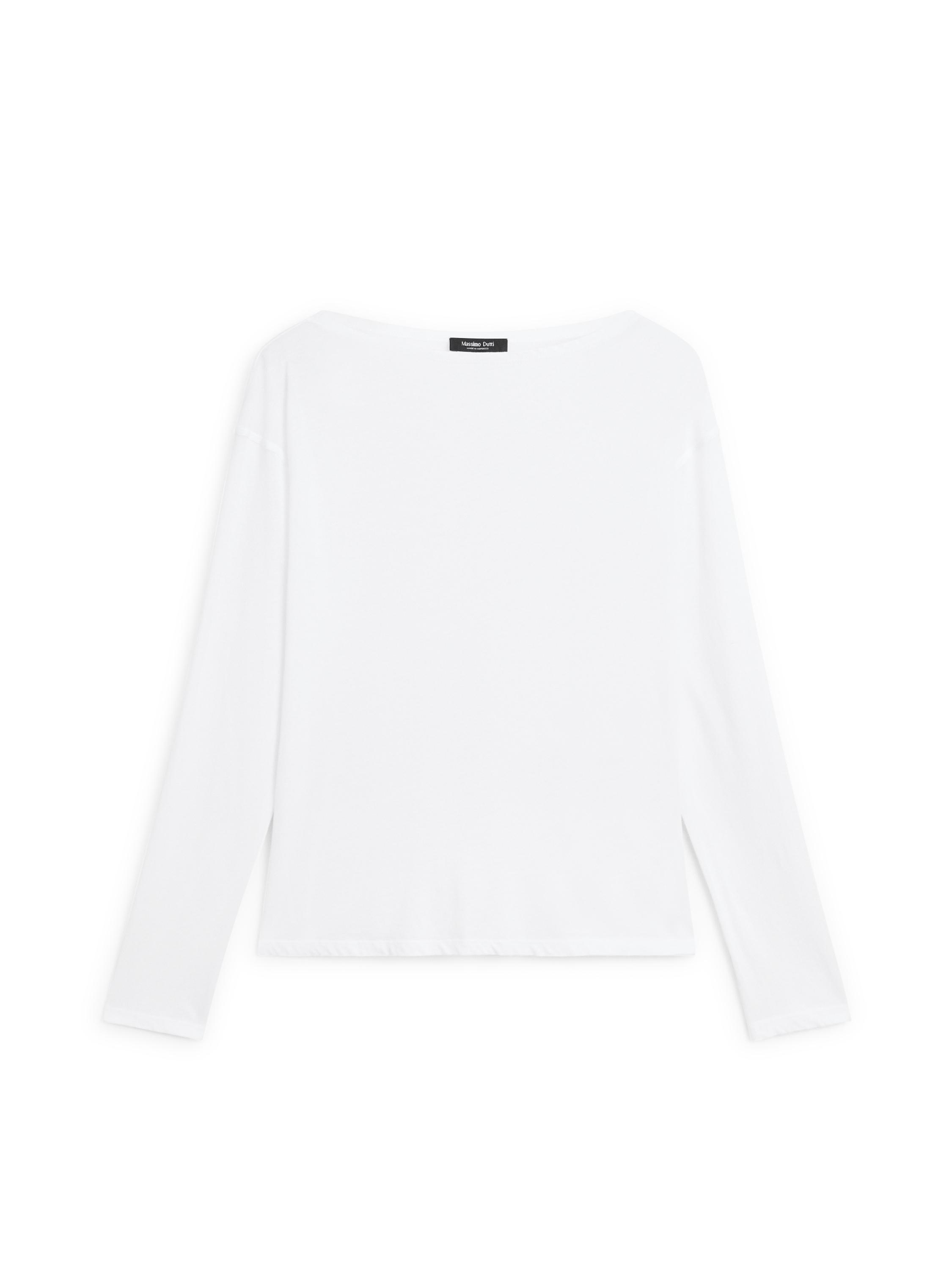 100% cotton boat neck T-shirt — WHITE