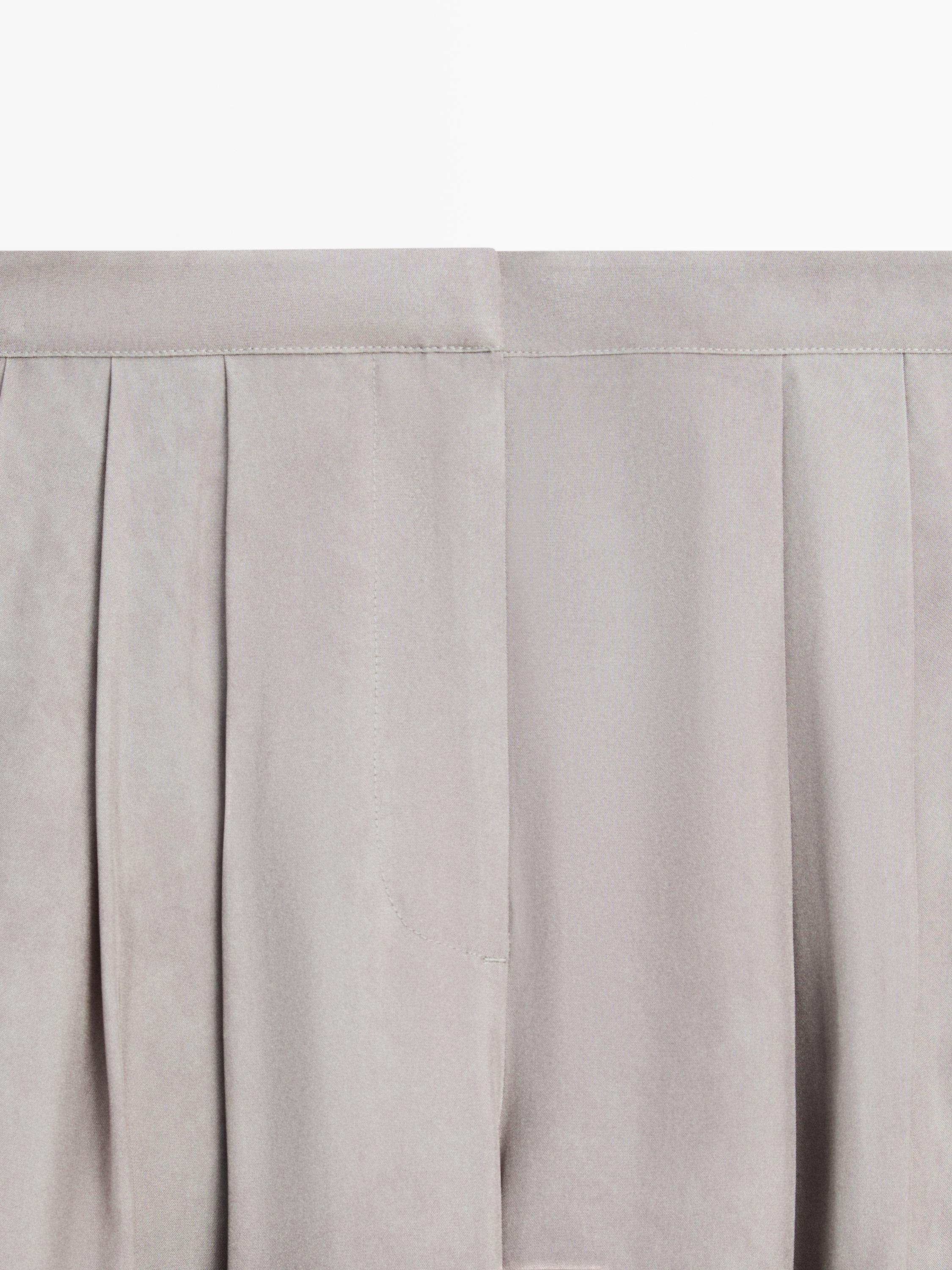 Flowing wide-leg trousers with darts — GREY