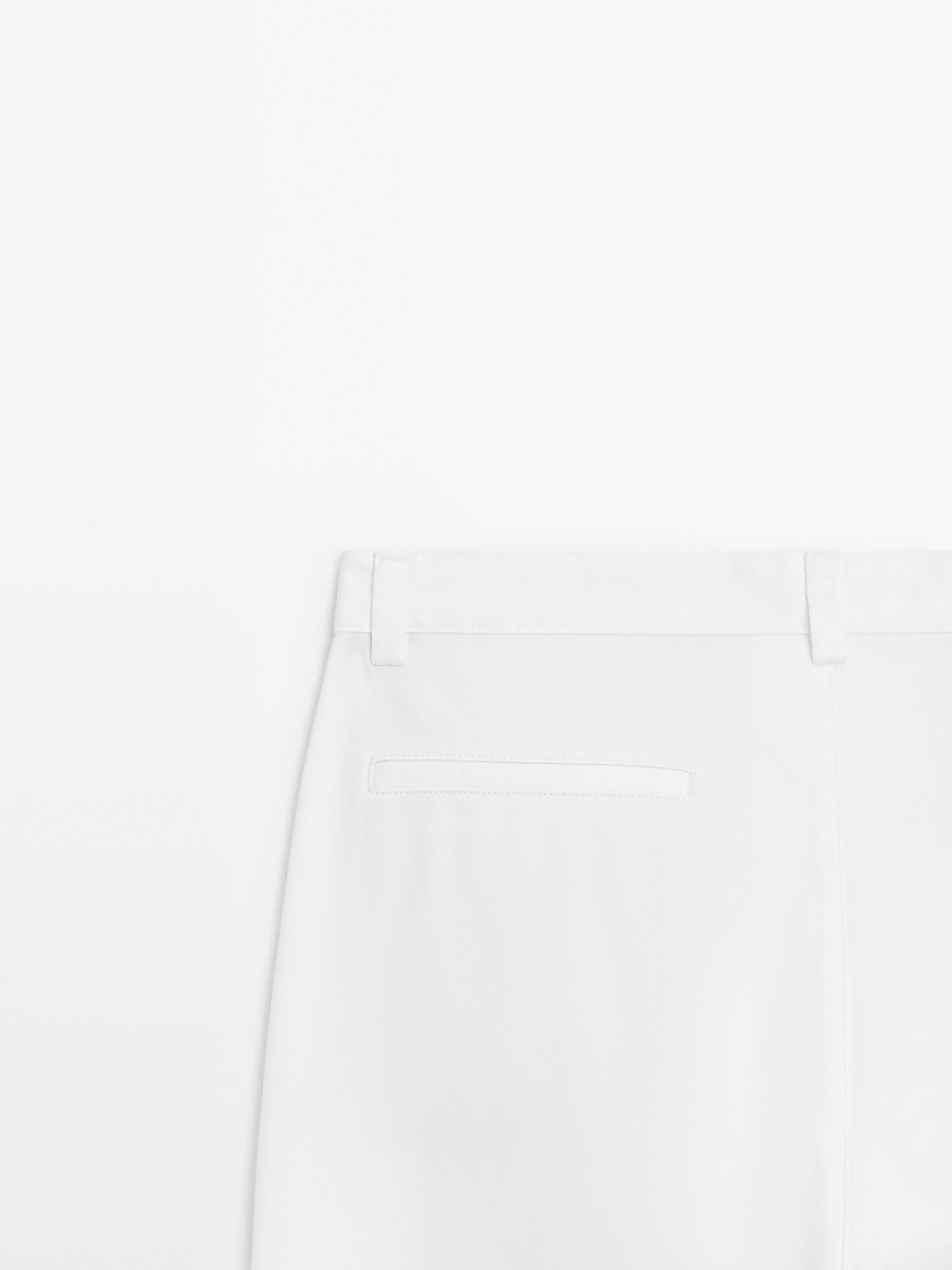 Cotton blend relaxed fit cropped trousers