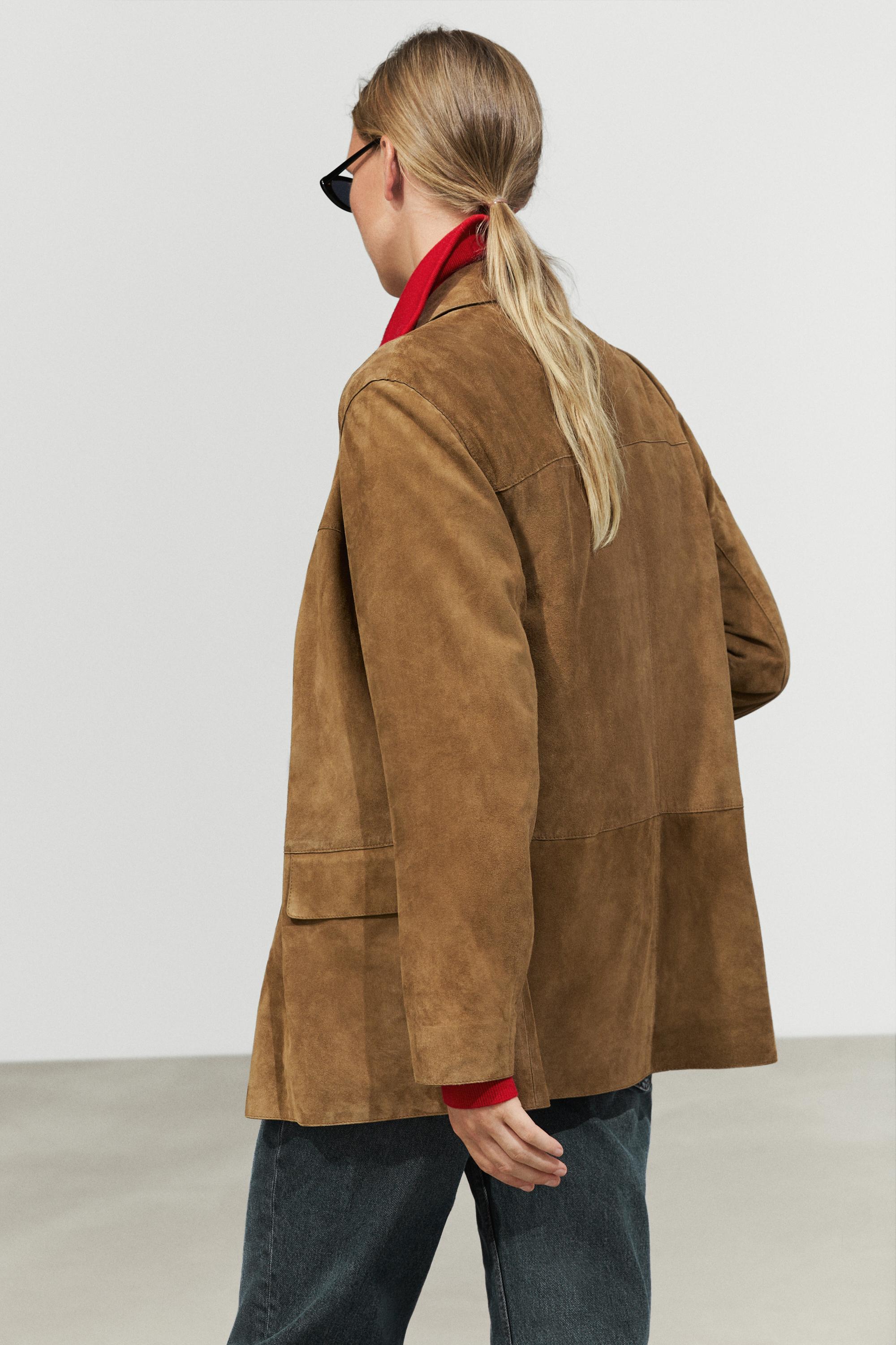 Suede lapel blazer — SAND