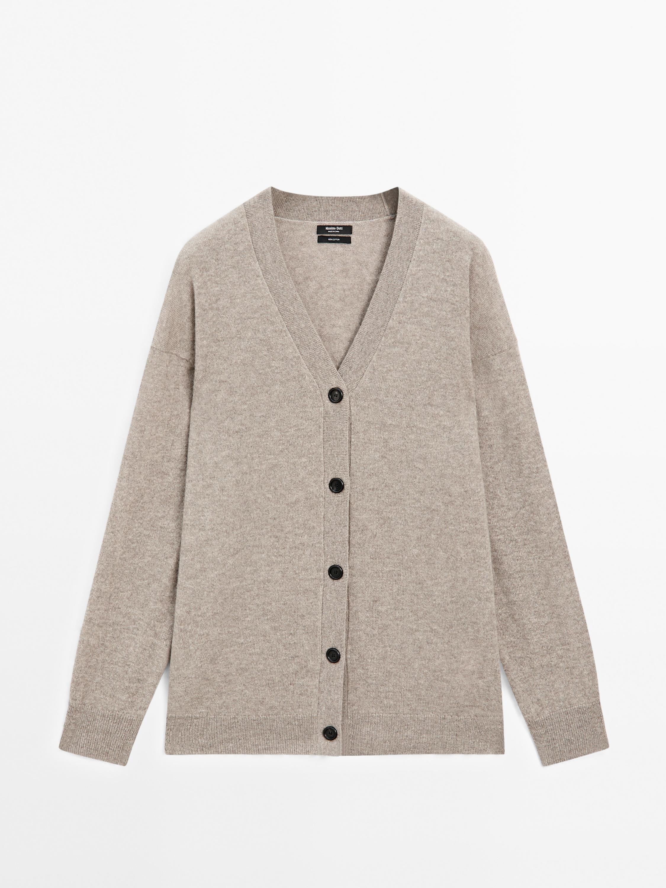 Oversize-cardigan aus reinem Kaschmir mit V-Ausschnitt