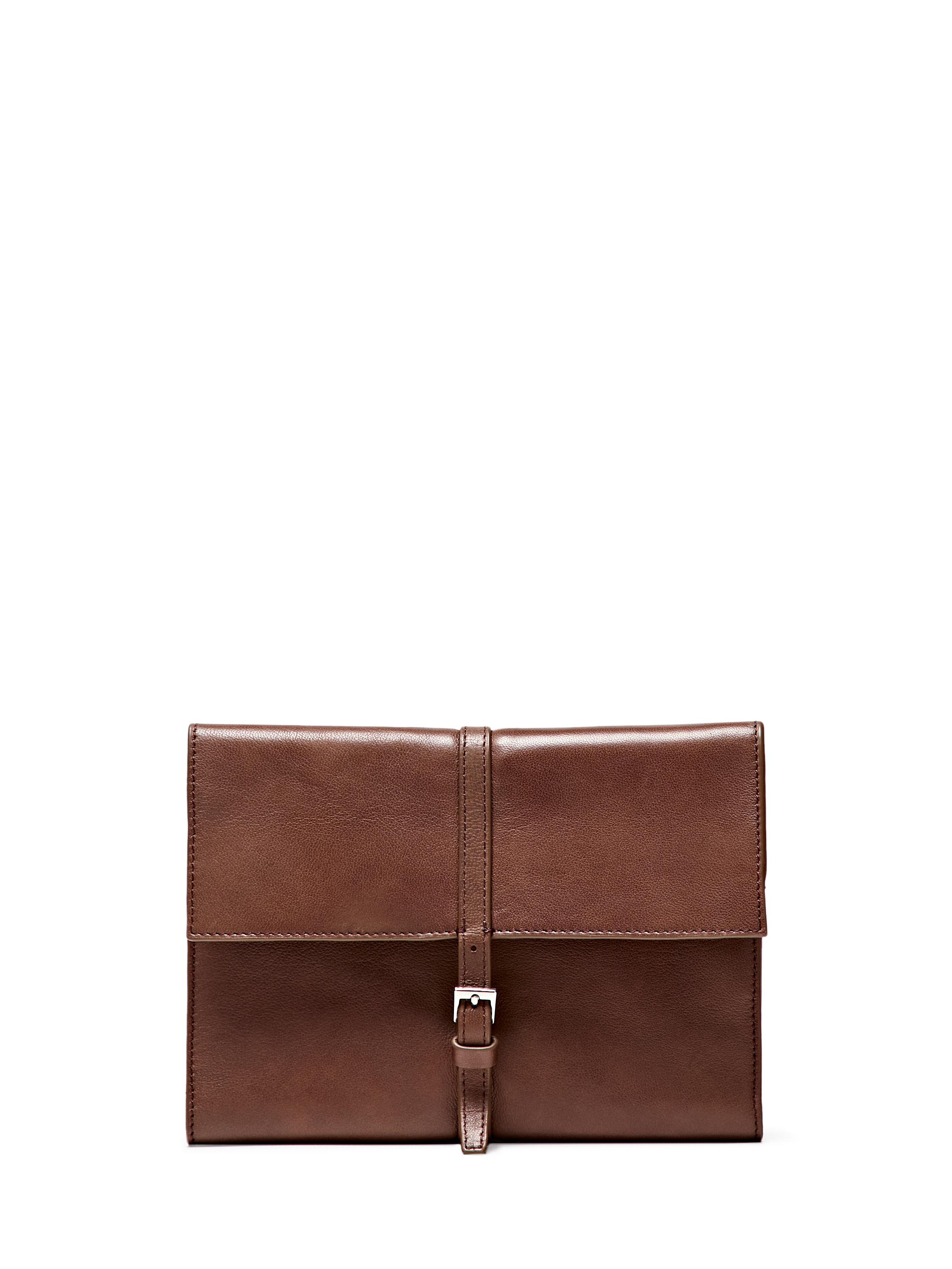 Nappa leather tech accessory case — BROWN