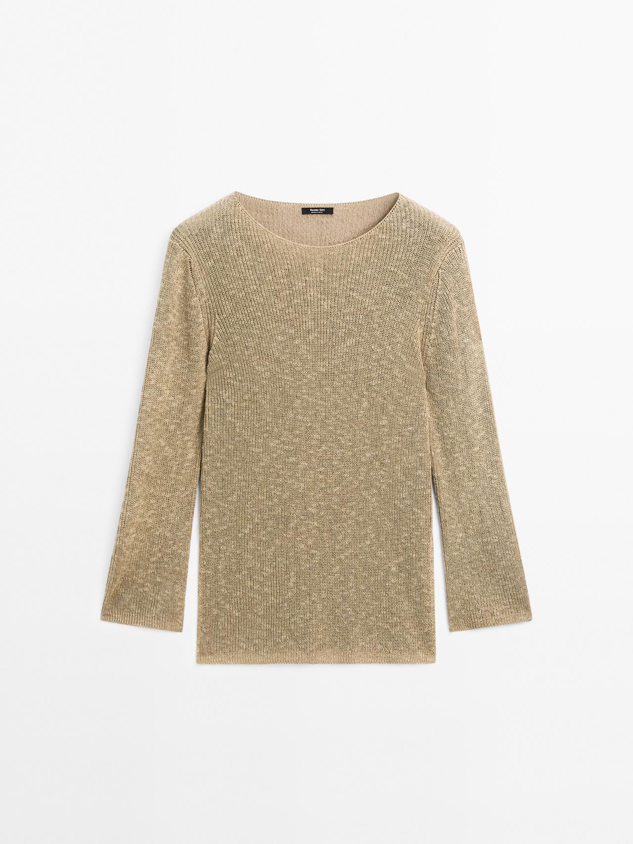 Massimo Dutti - Dame - Striktrøje I Bomuldsblanding - Grøn - M