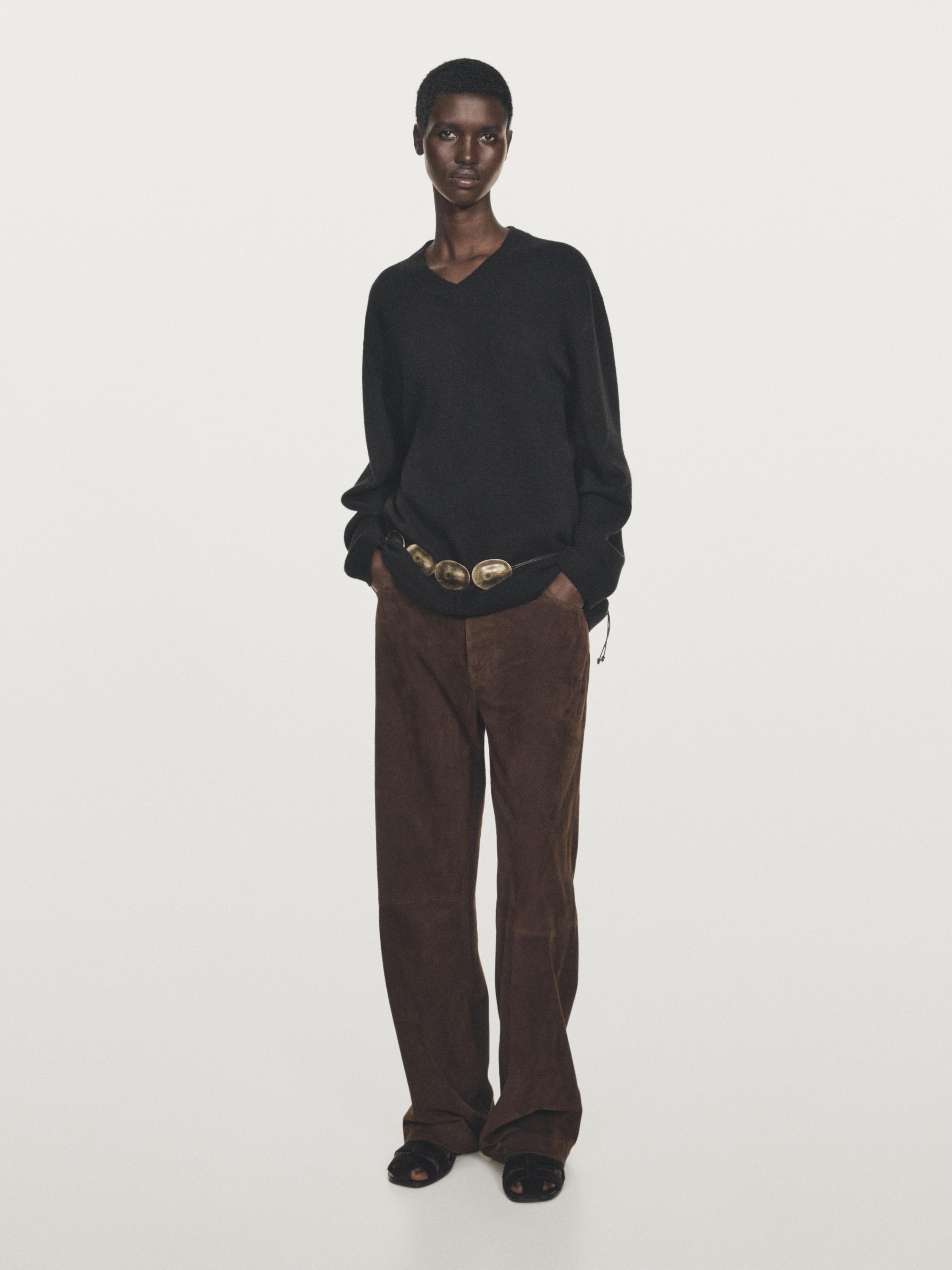 100% cashmere oversize V-neck sweater