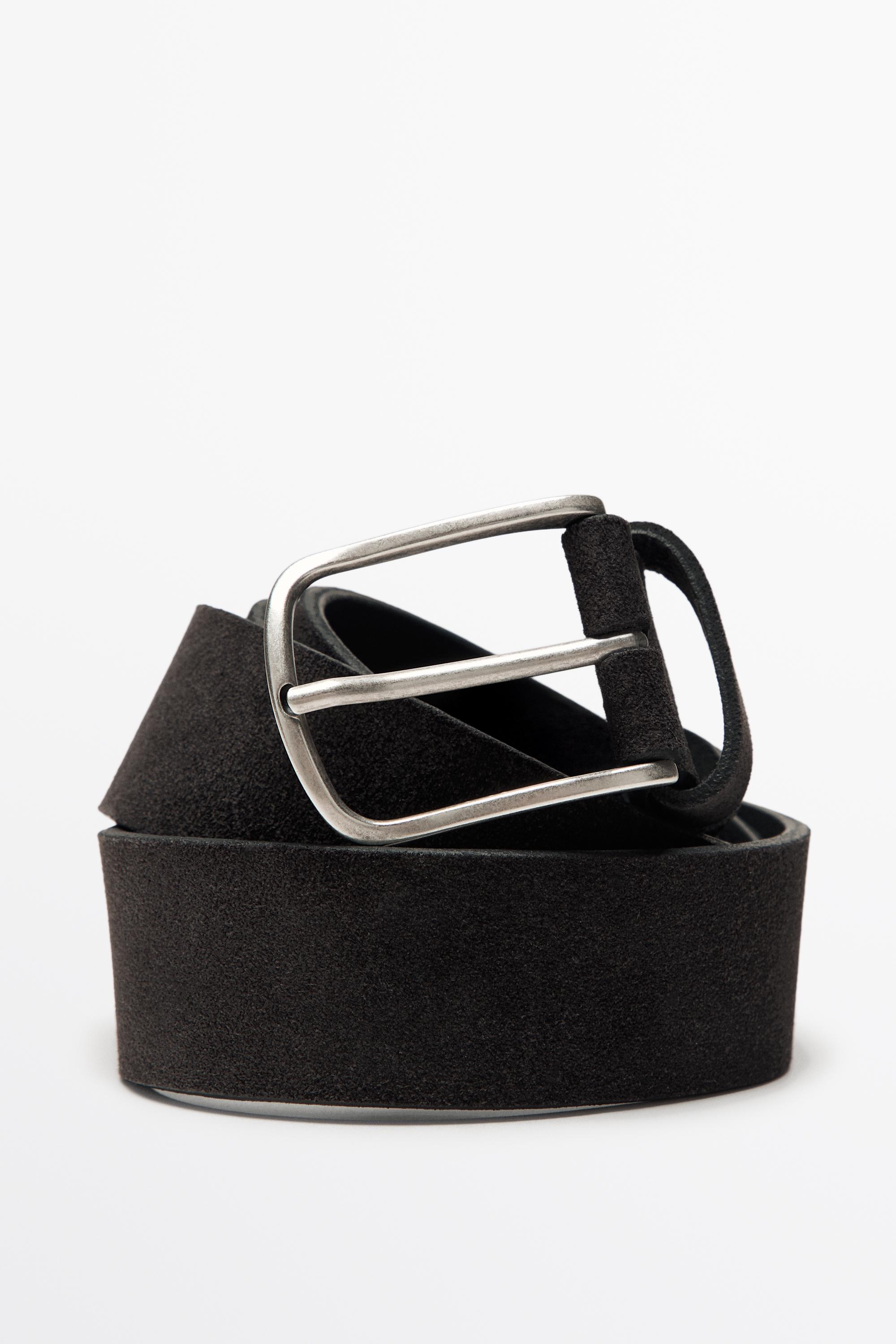Plush nappa leather belt — BLUISH GREY