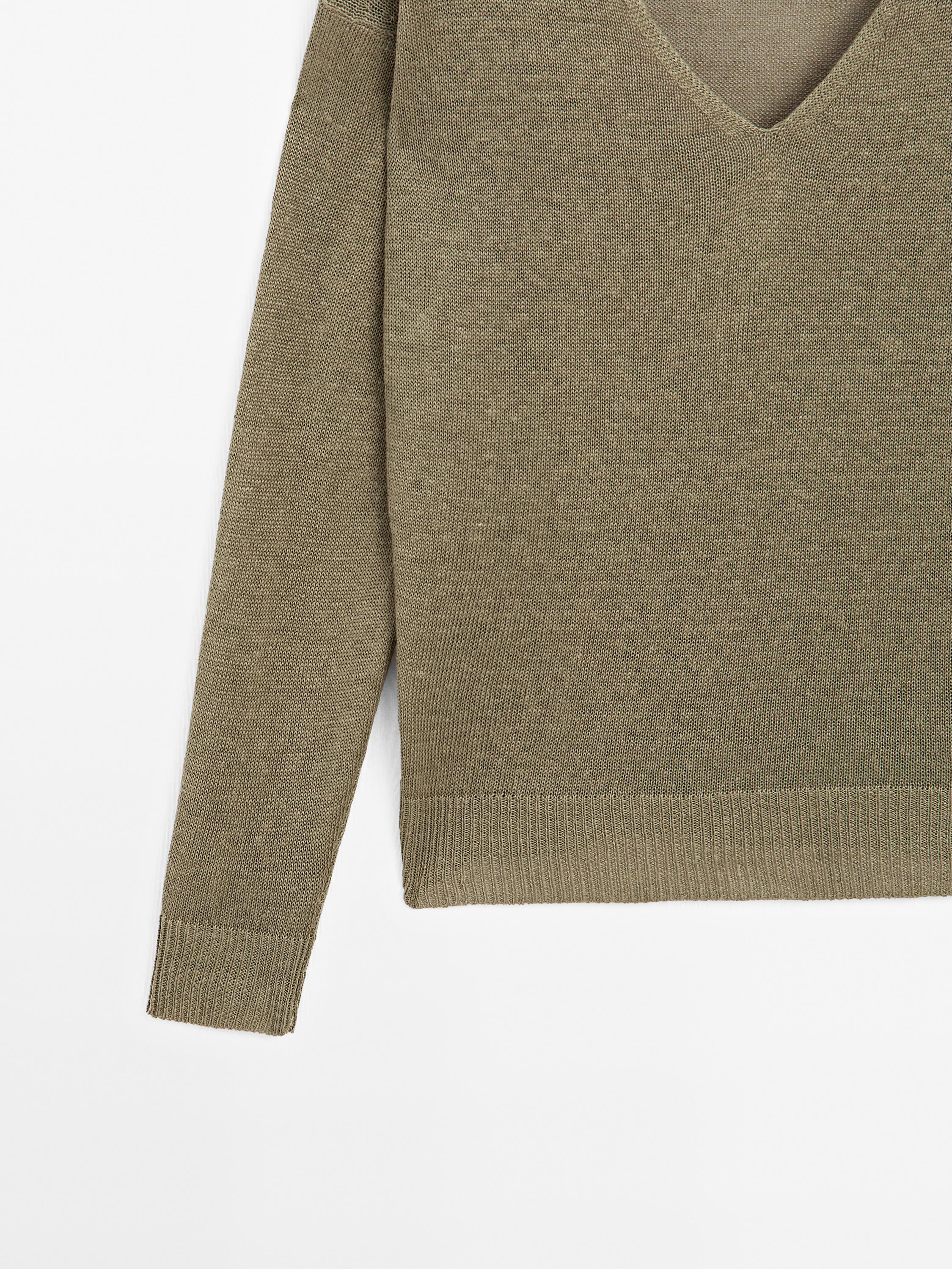 100% linen long sleeve knit sweater