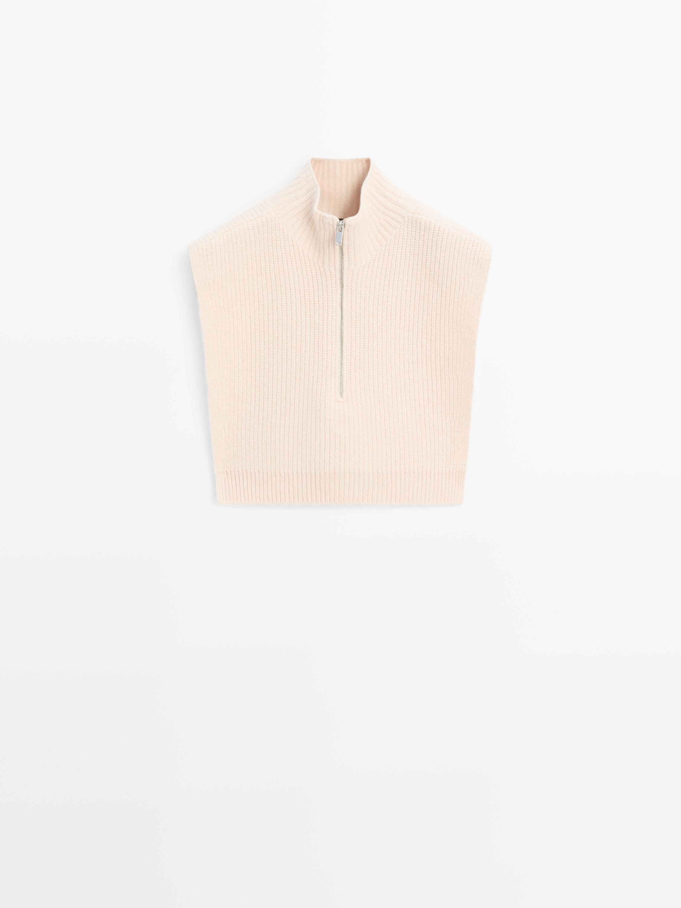 Plastron court zippé en laine mélangée