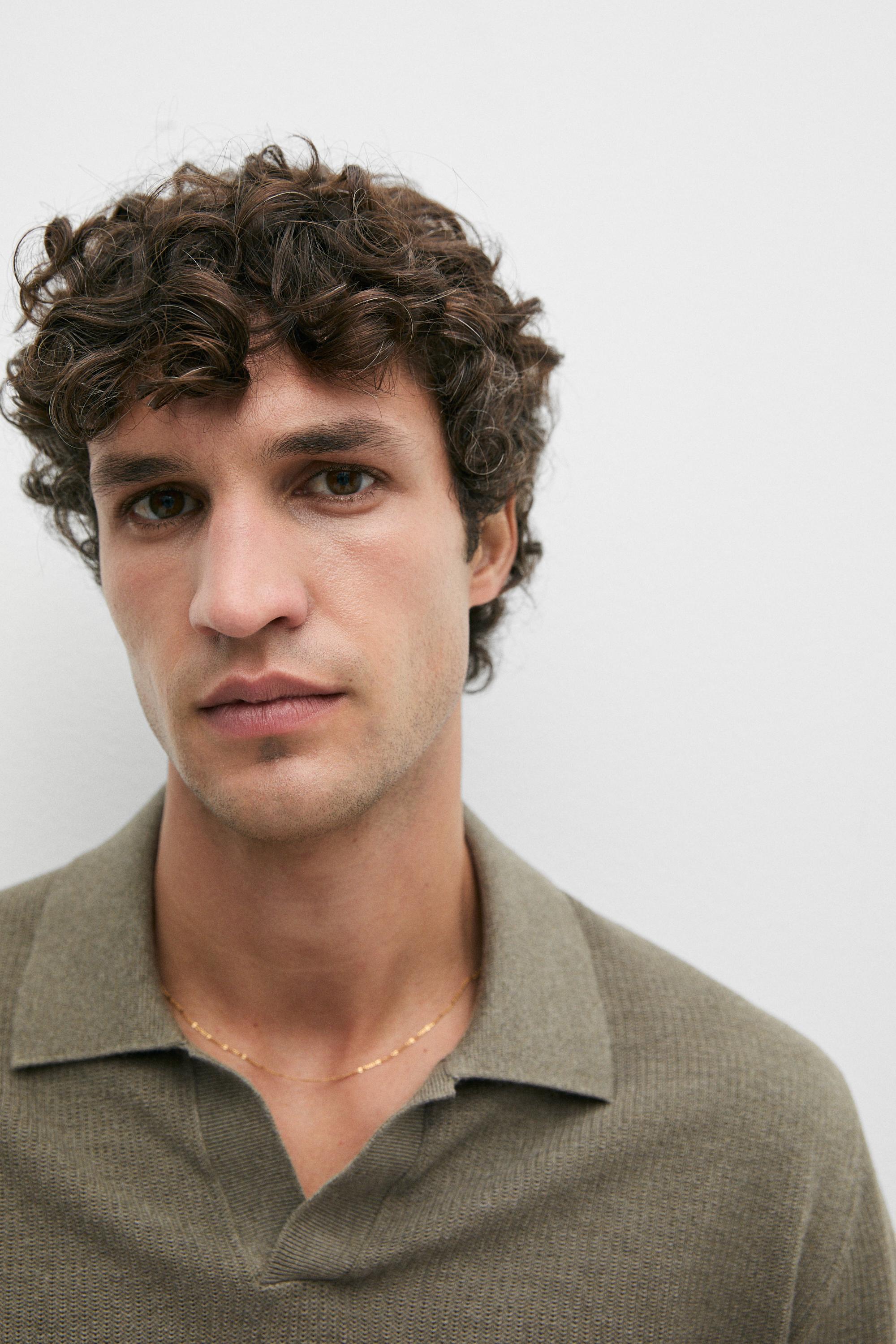 100% cotton knit polo sweater — GREEN