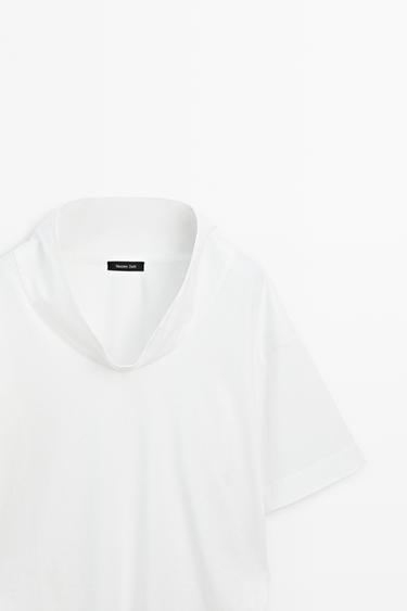 Short sleeve cotton blouse with open neck — Off white 4