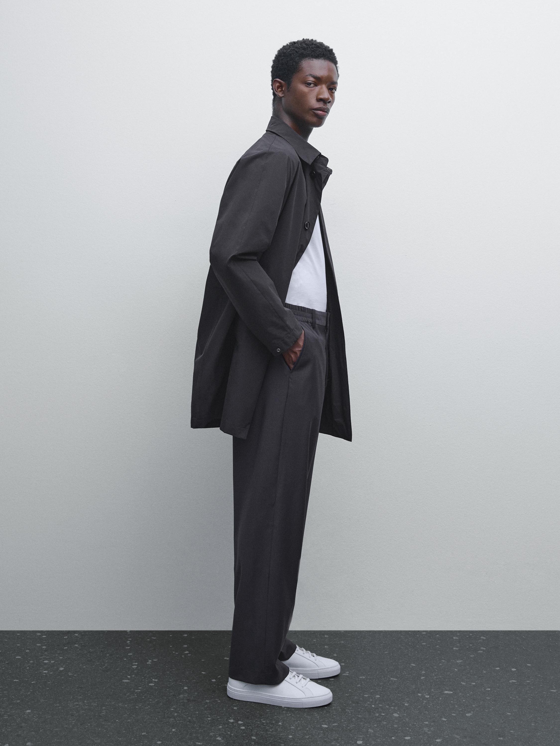 Wool blend jogger fit trousers