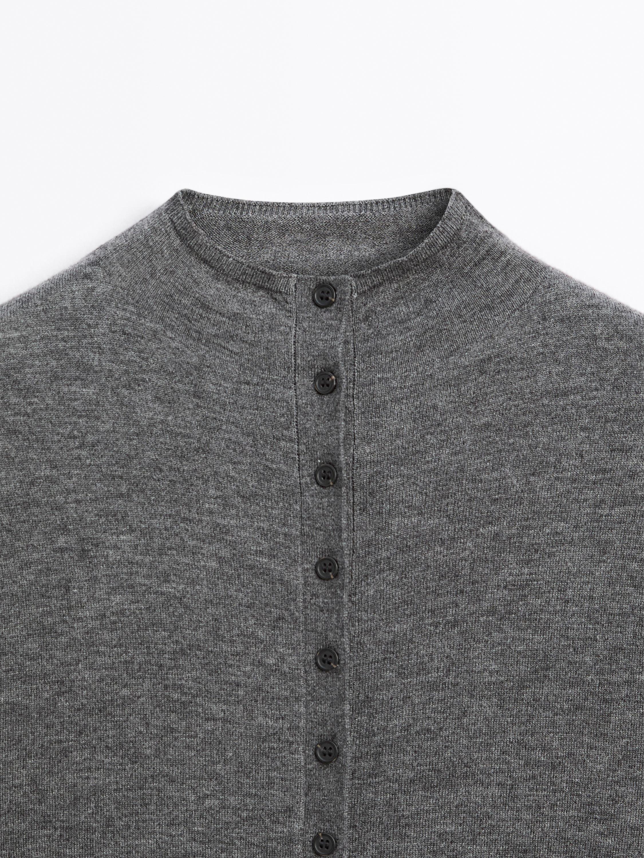 Knit cardigan with mock turtleneck