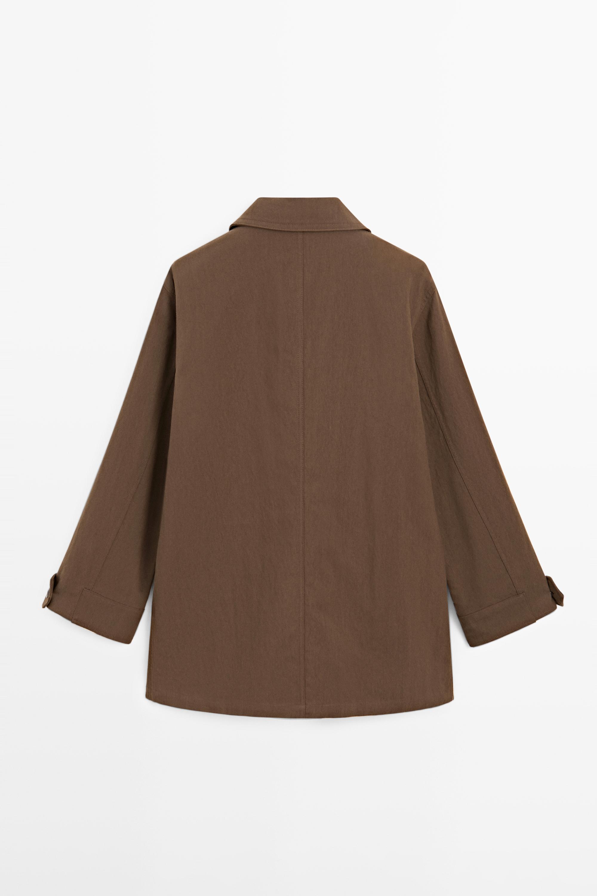 Cotton blend jacket with pockets — BROWN