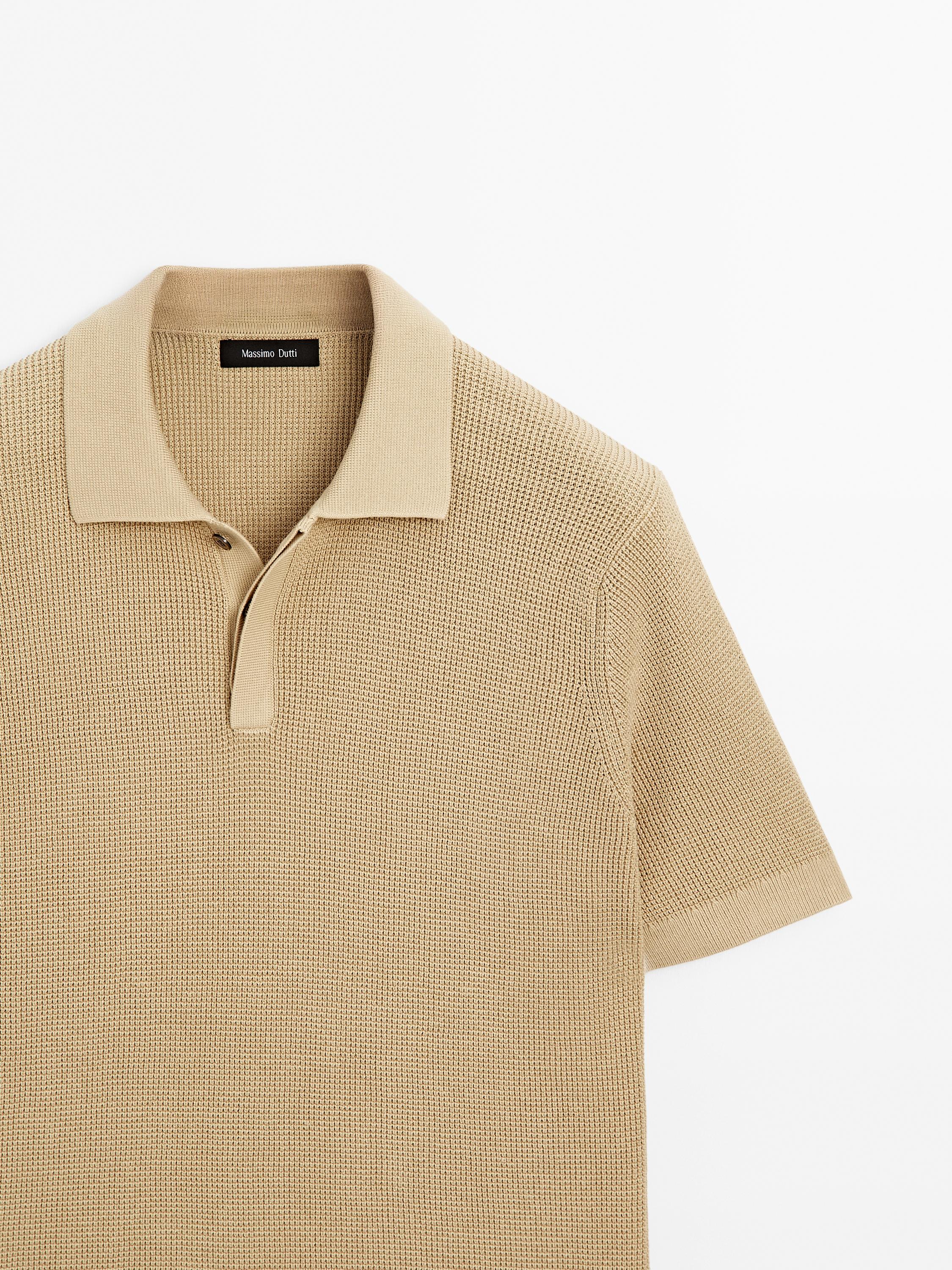 Polo en maille texturée de coton