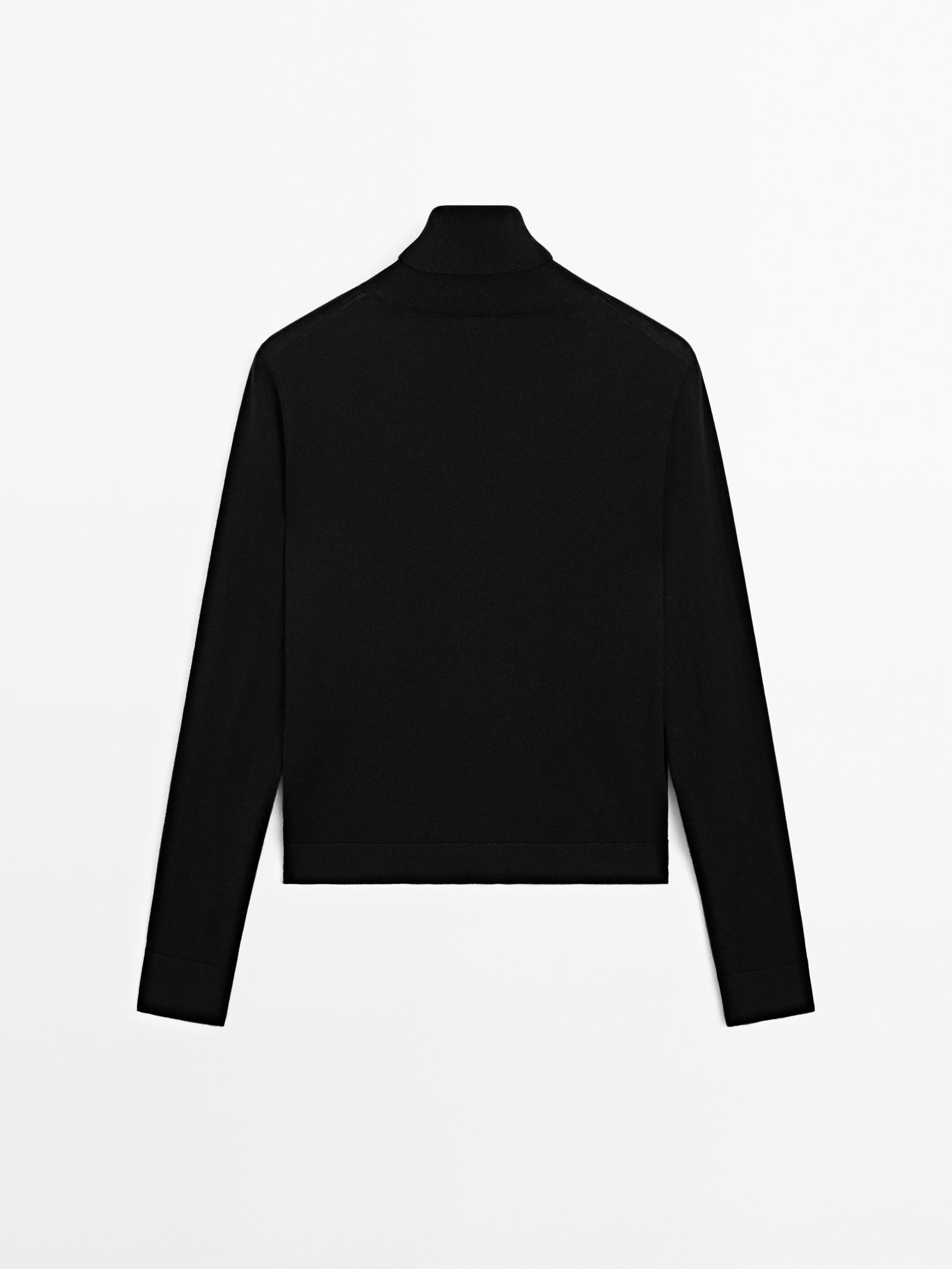 High neck wool blend sweater