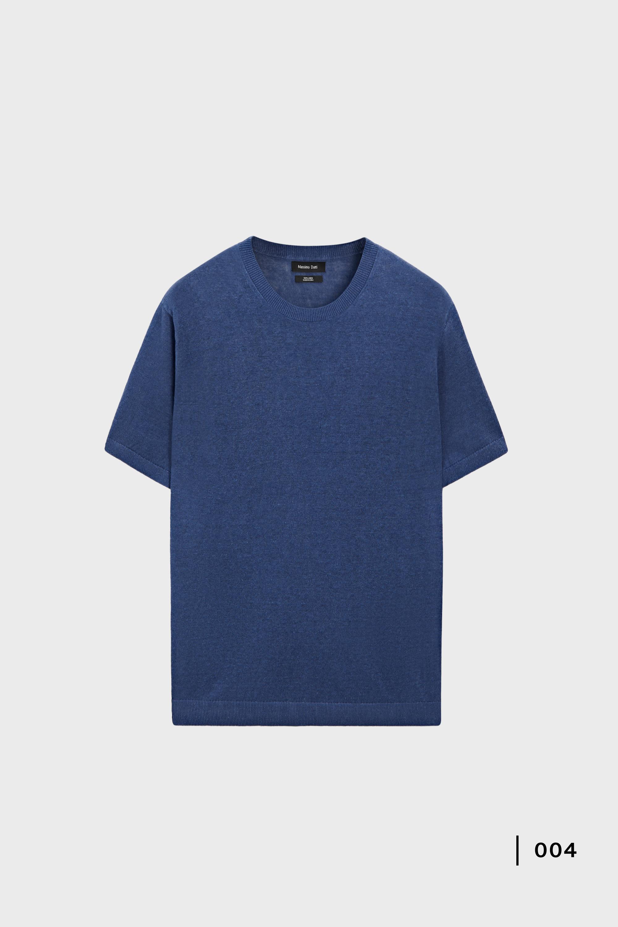 Lightweight 100% linen knit T-shirt — BLUISH