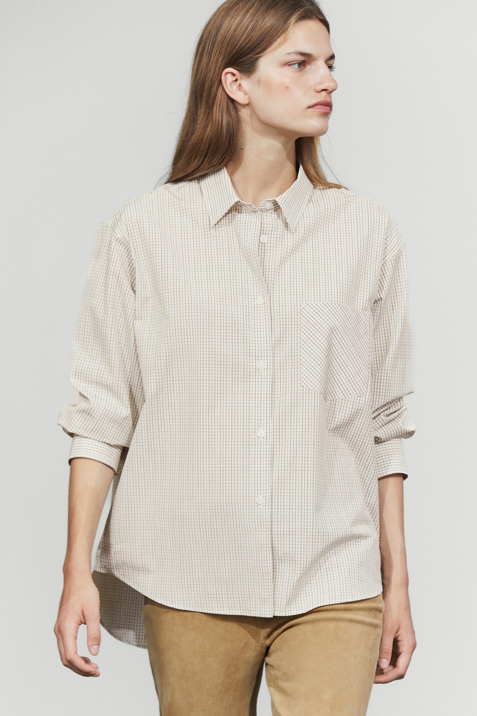 100% Cotton Check Shirt — WHITE
