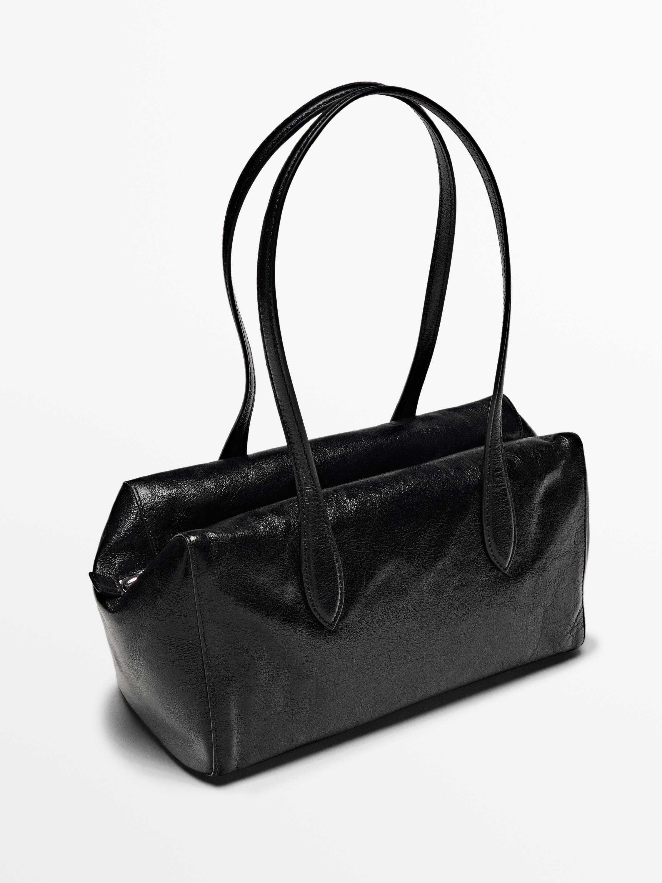 Crackled nappa satchel bag