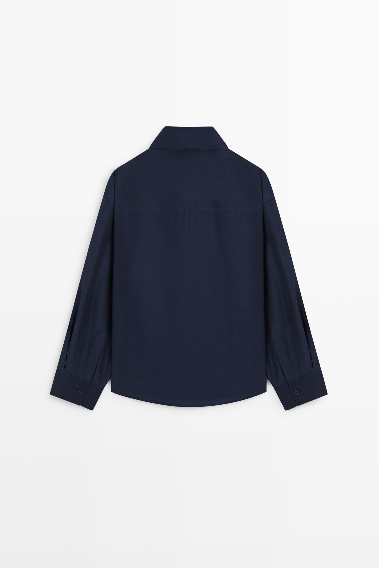 Flowing double-breasted shirt — Dark Blue