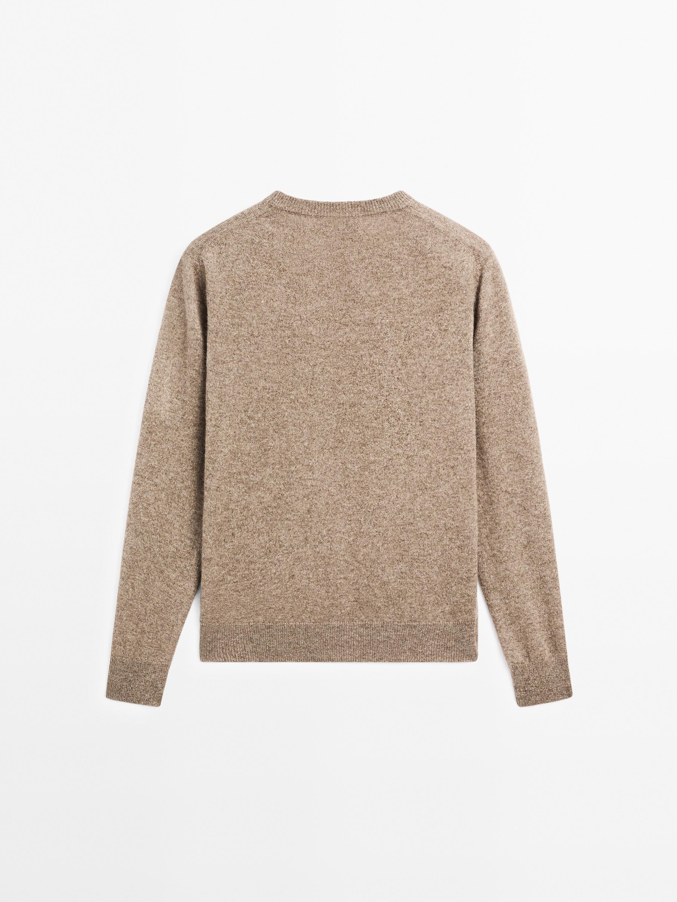 100% cashmere long sleeve sweater — MOLE BROWN