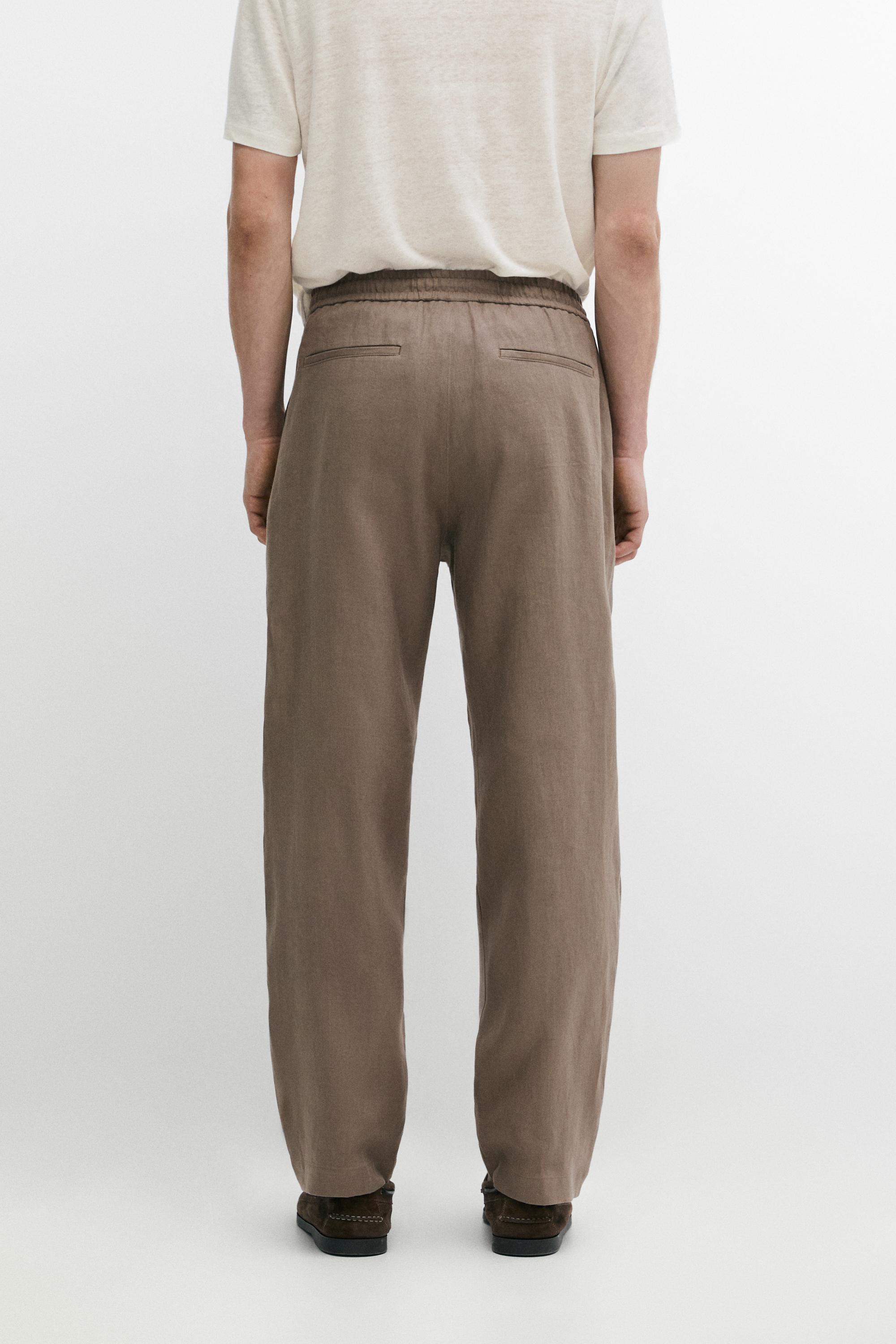 100% linen relaxed fit pants — MINK