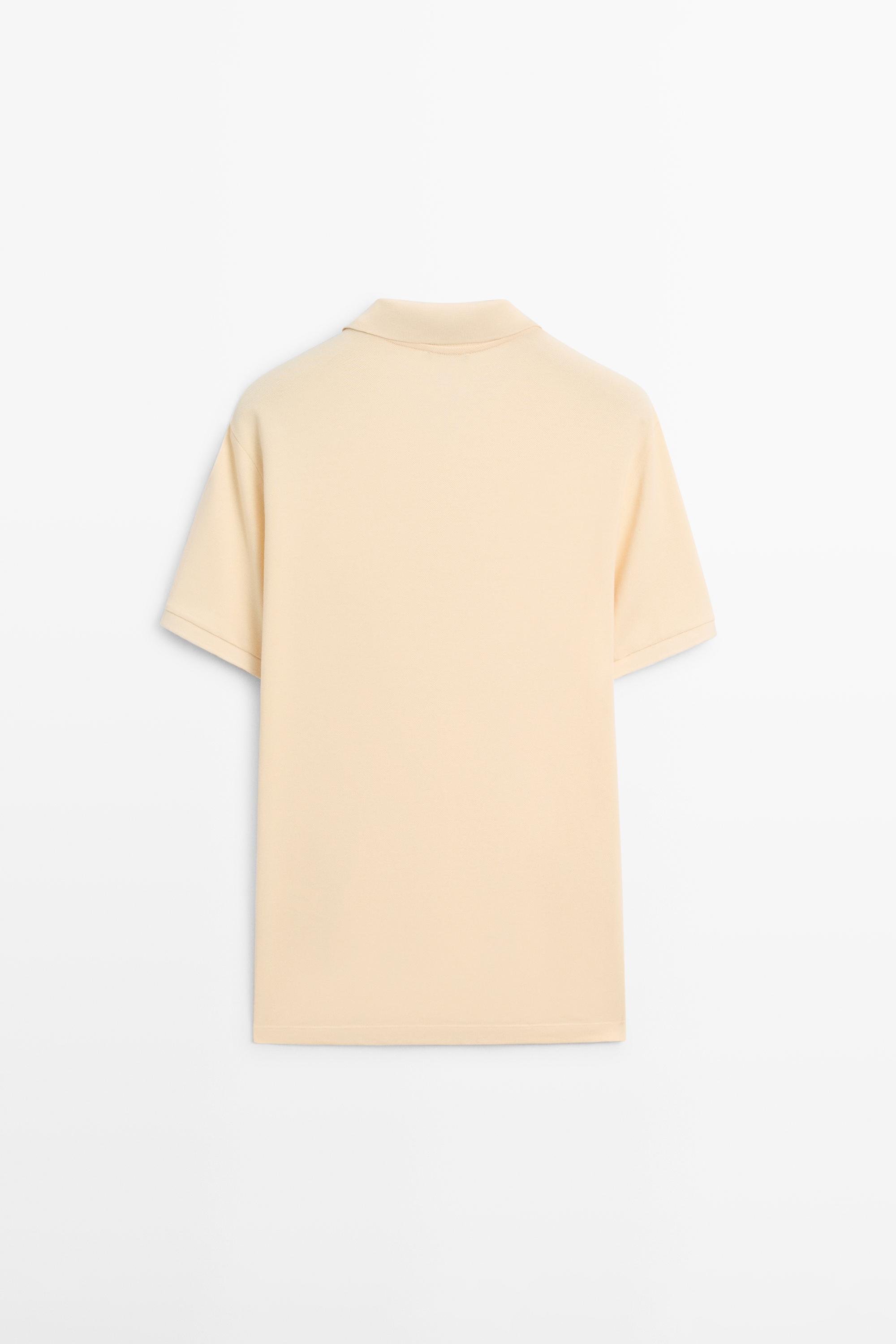 Micro-textured cotton piqué polo shirt — Vanilla