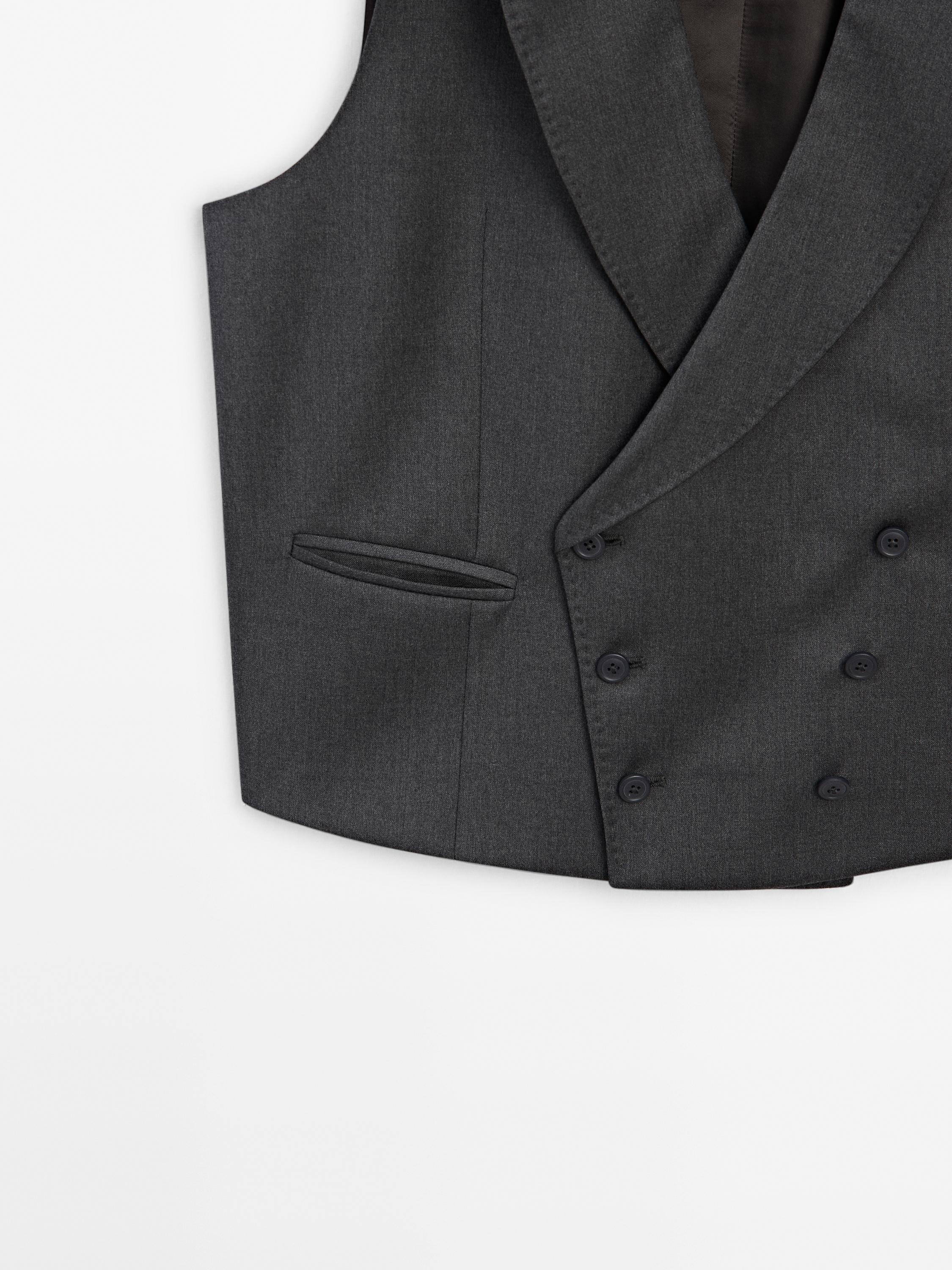 Plain 100% wool suit waistcoat