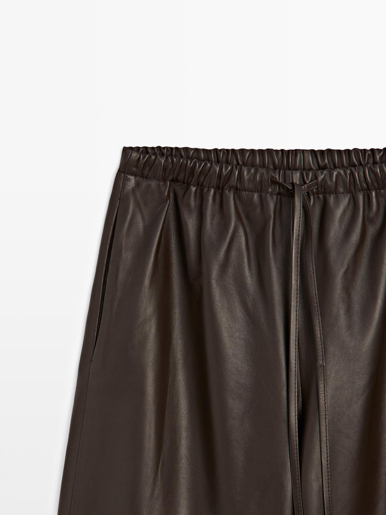 Nappa leather sarouel trousers — BROWN
