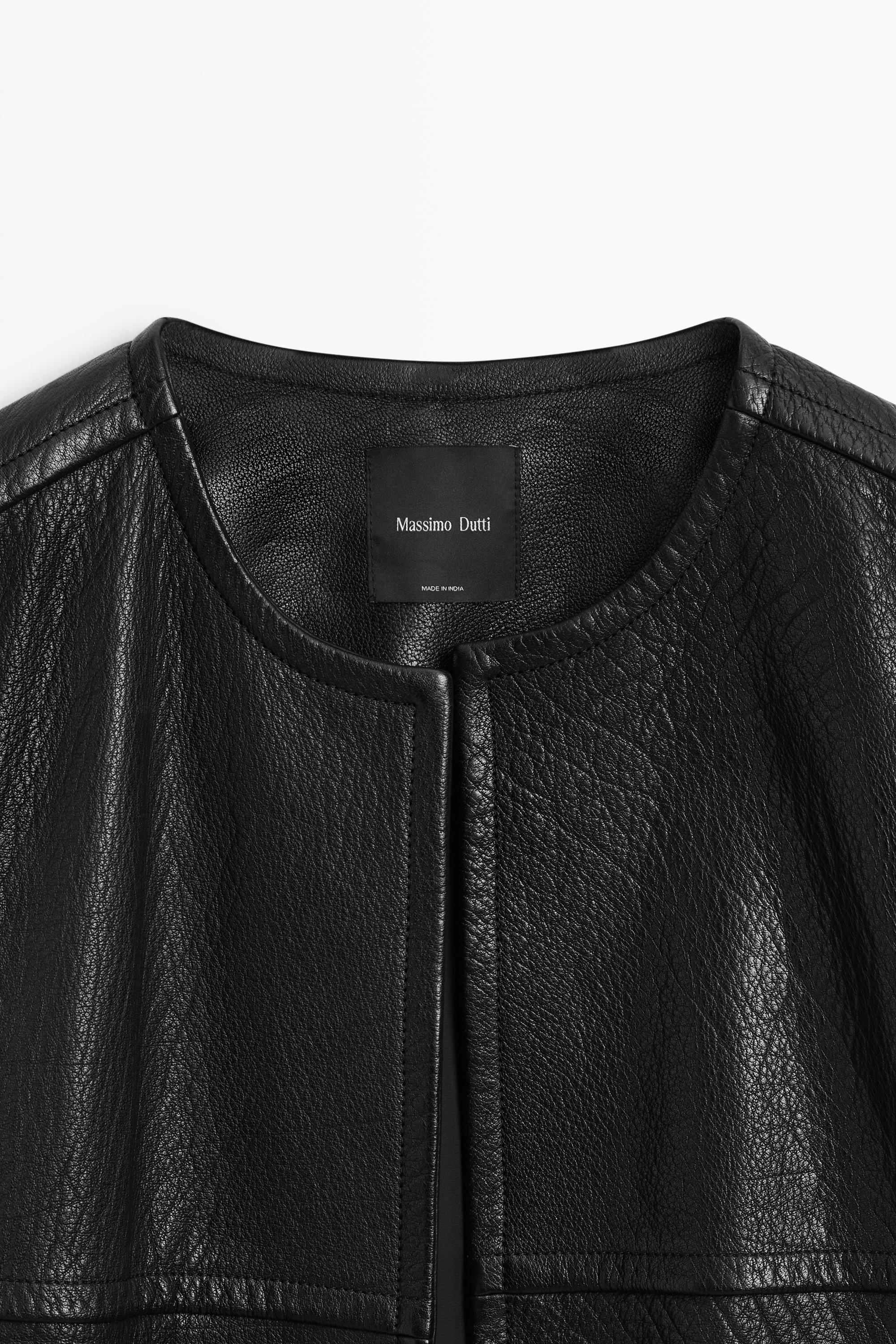 Cropped nappa leather jacket — BLACK