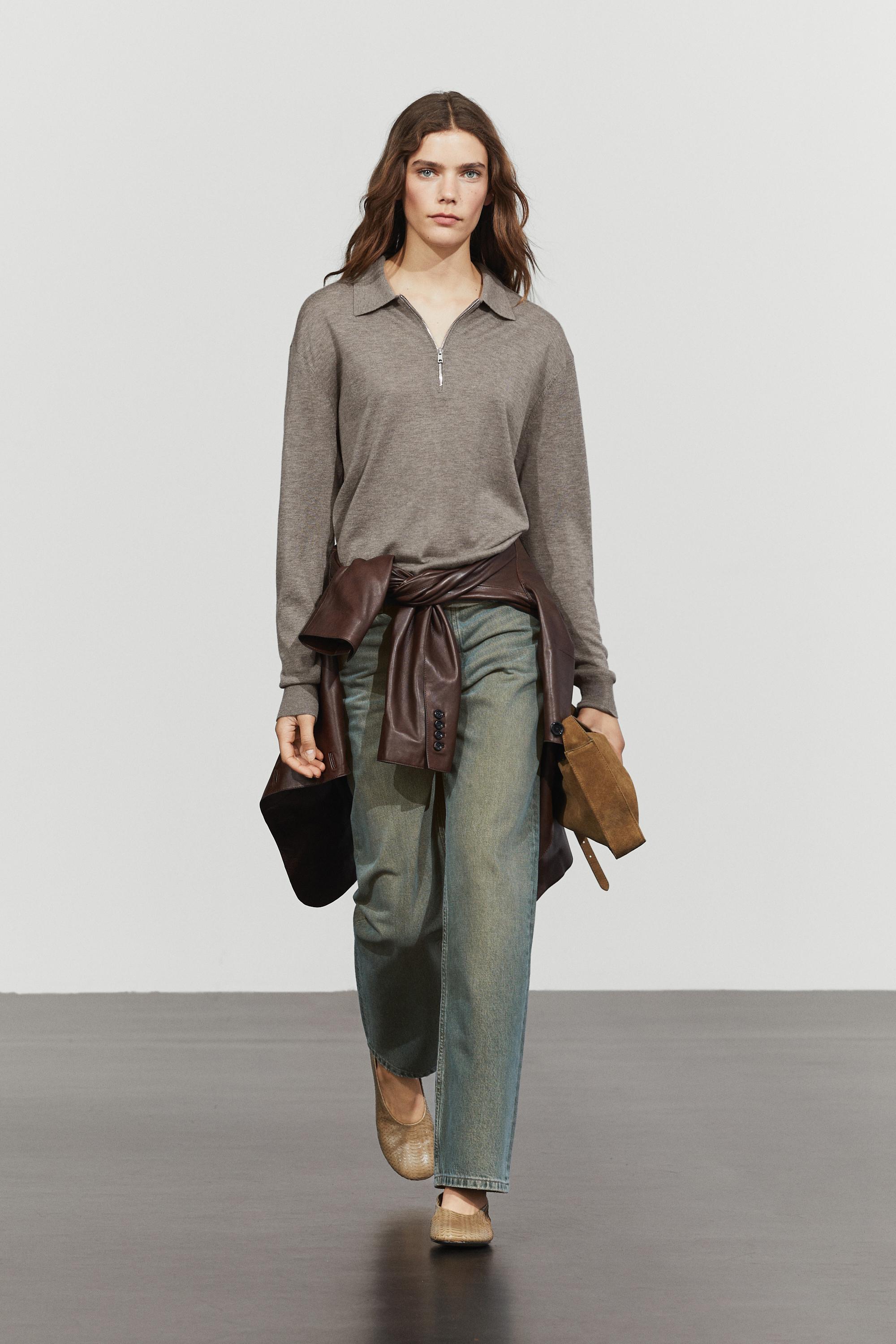 Wool blend quarter-zip knit sweater