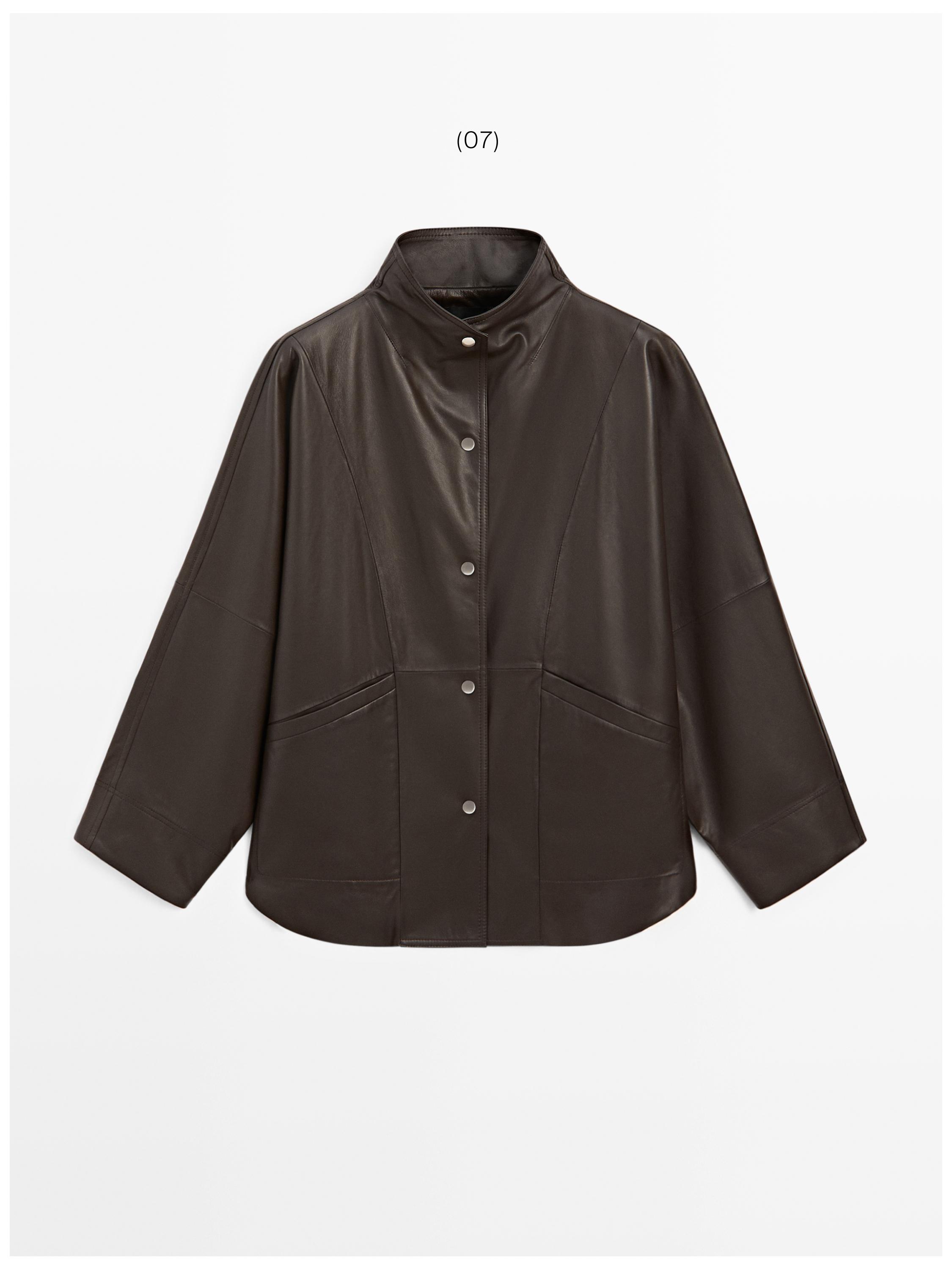 Nappa leather cape jacket — BROWN