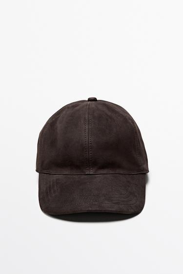 Suede leather cap — BROWN 1