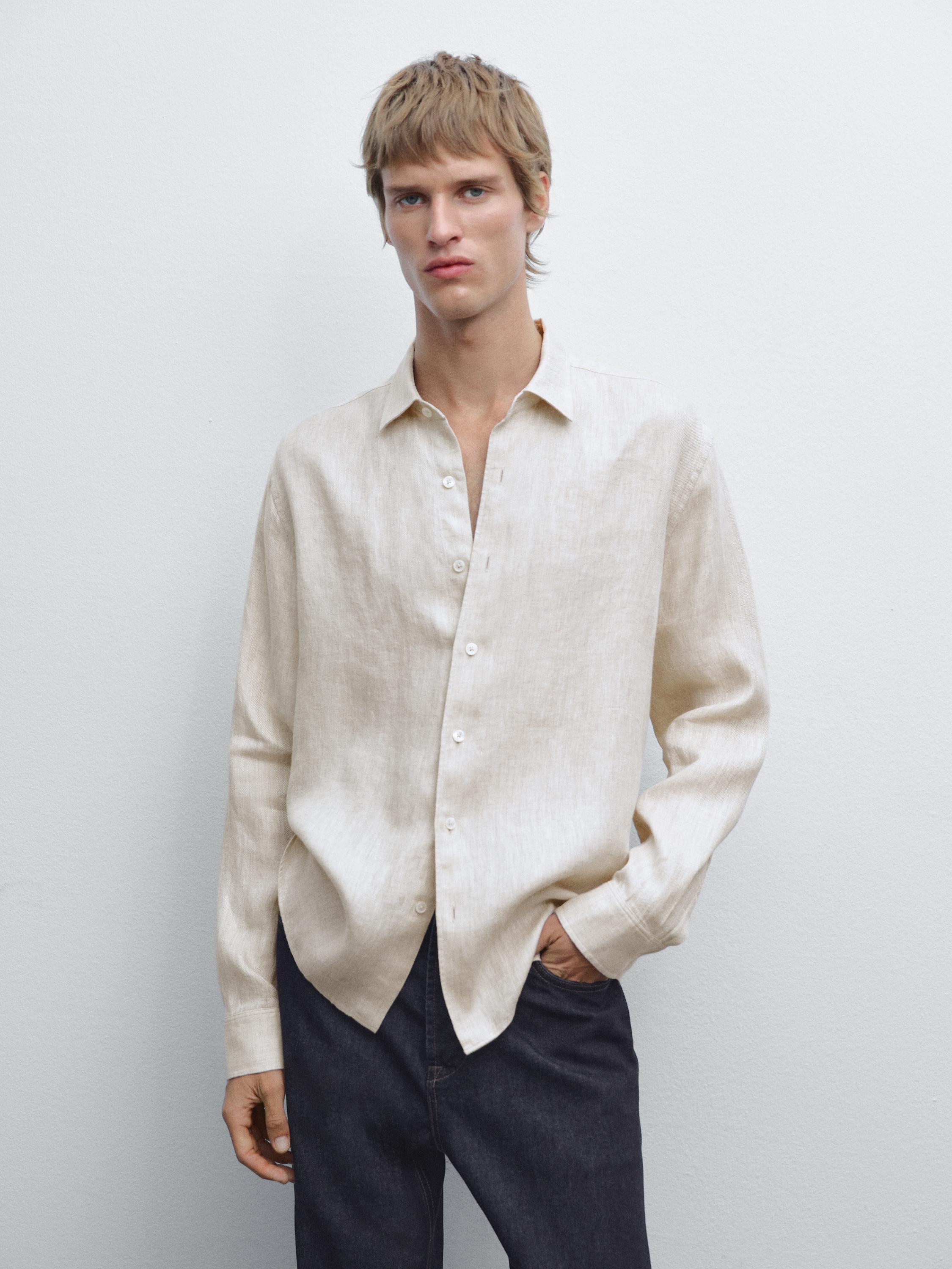 Faded linen regular fit shirt