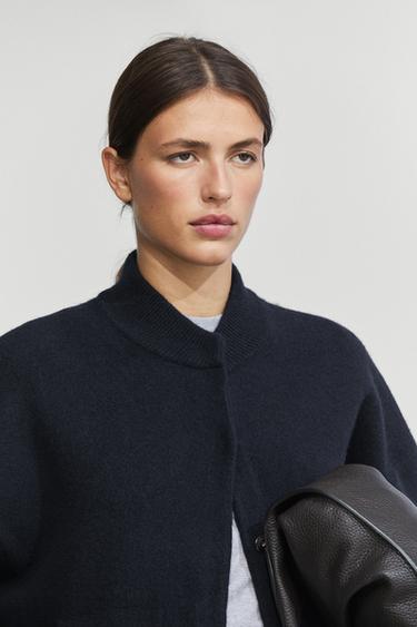 100% wool bomber jacket with pockets — NAVY BLUE 8