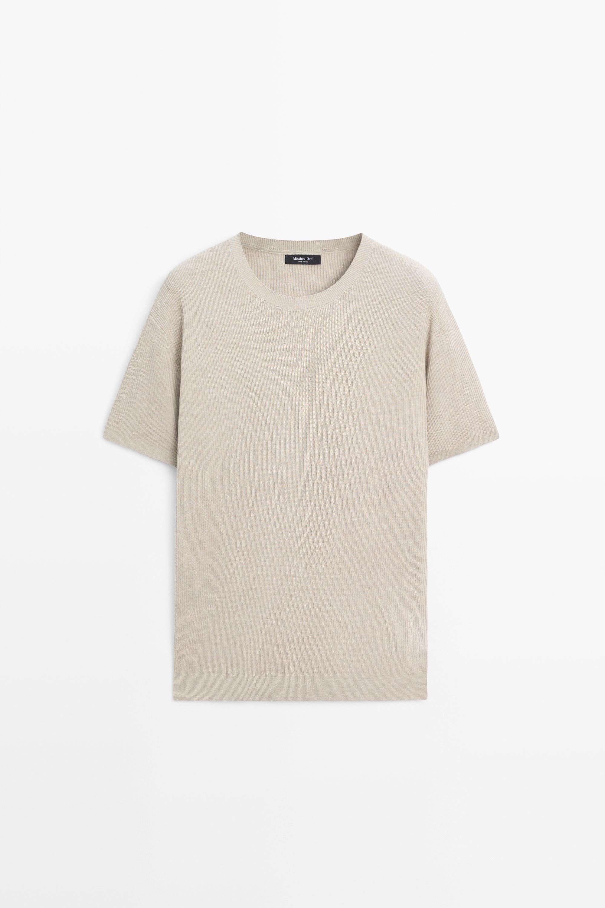 Short sleeve knit cotton blend sweater