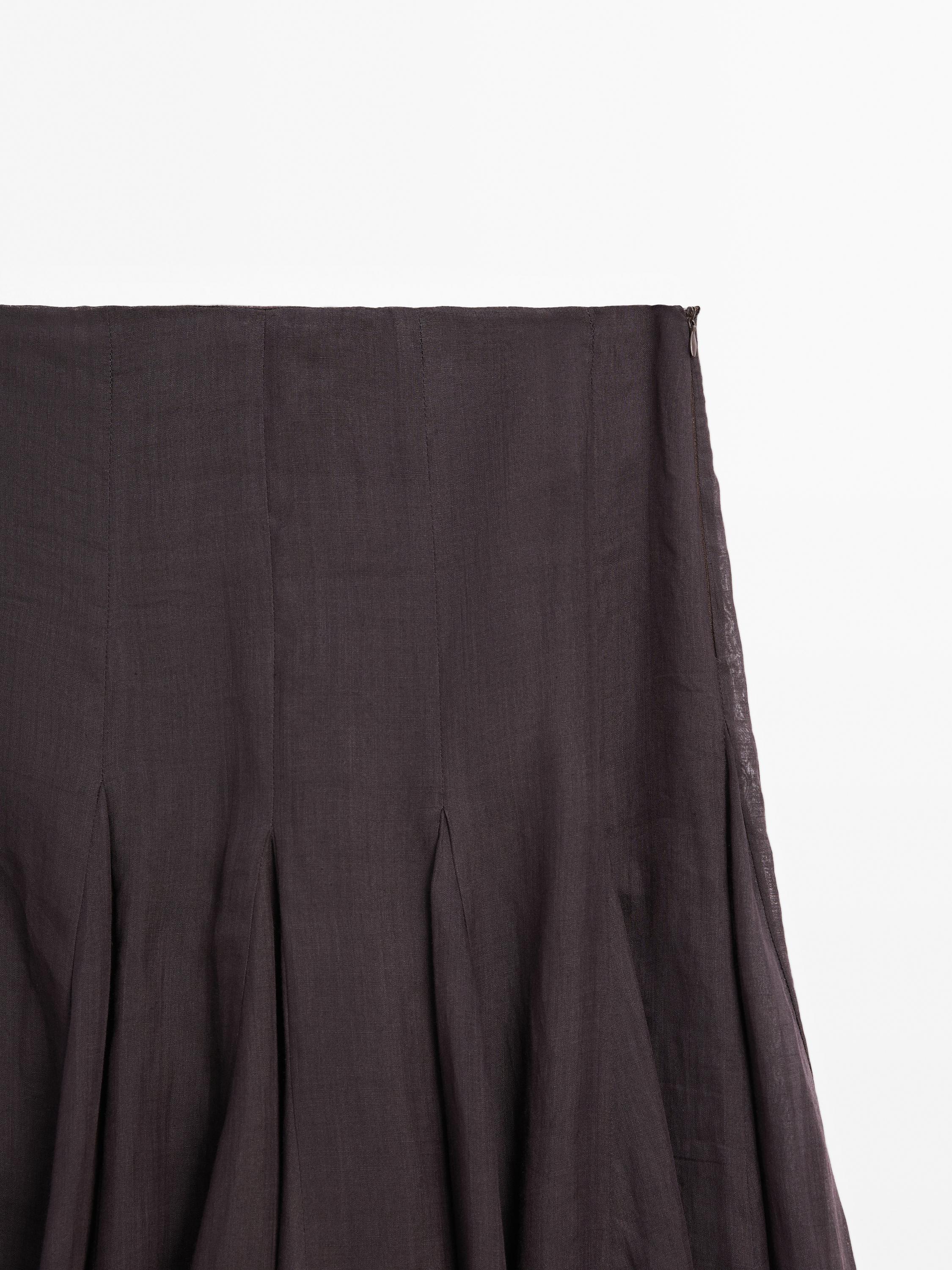 100% ramie godet midi skirt - STUDIO
